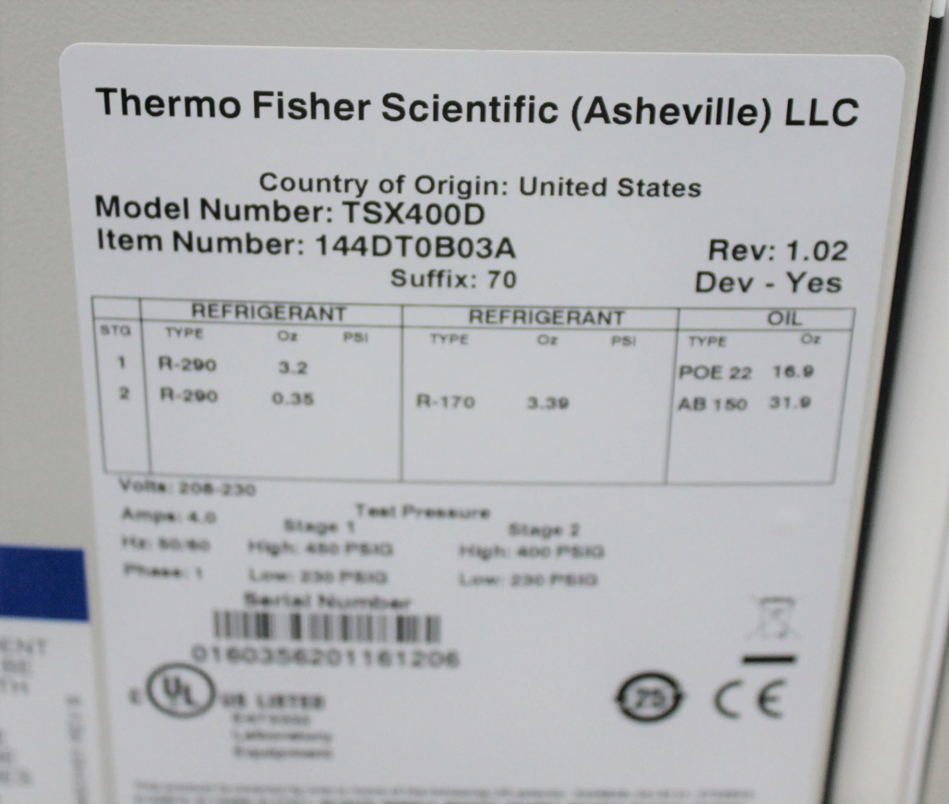 Thermo Scientific TSX400D Ultra-Low Freezer