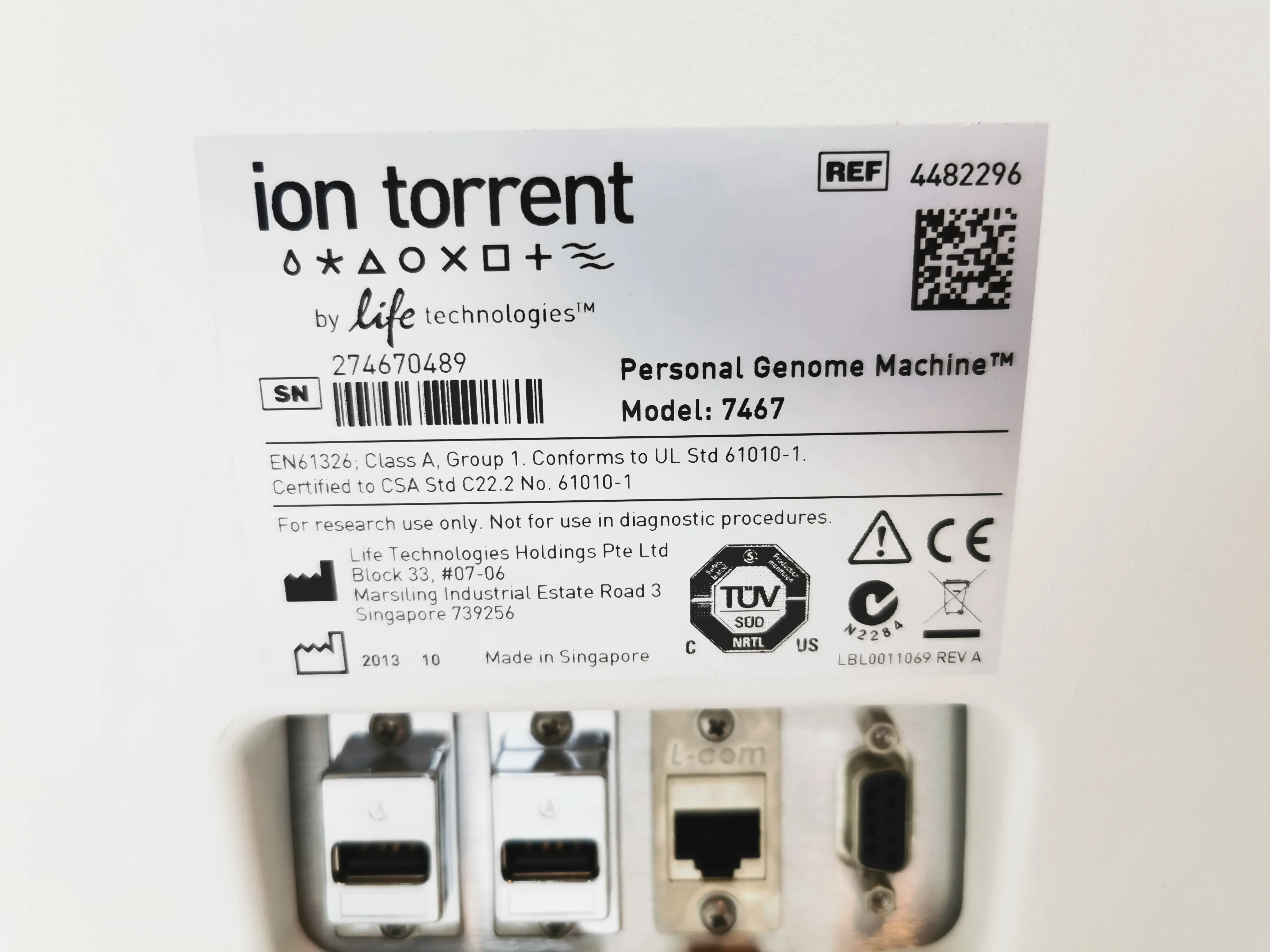 Ion Torrent 7467 Personal Genome PGM System