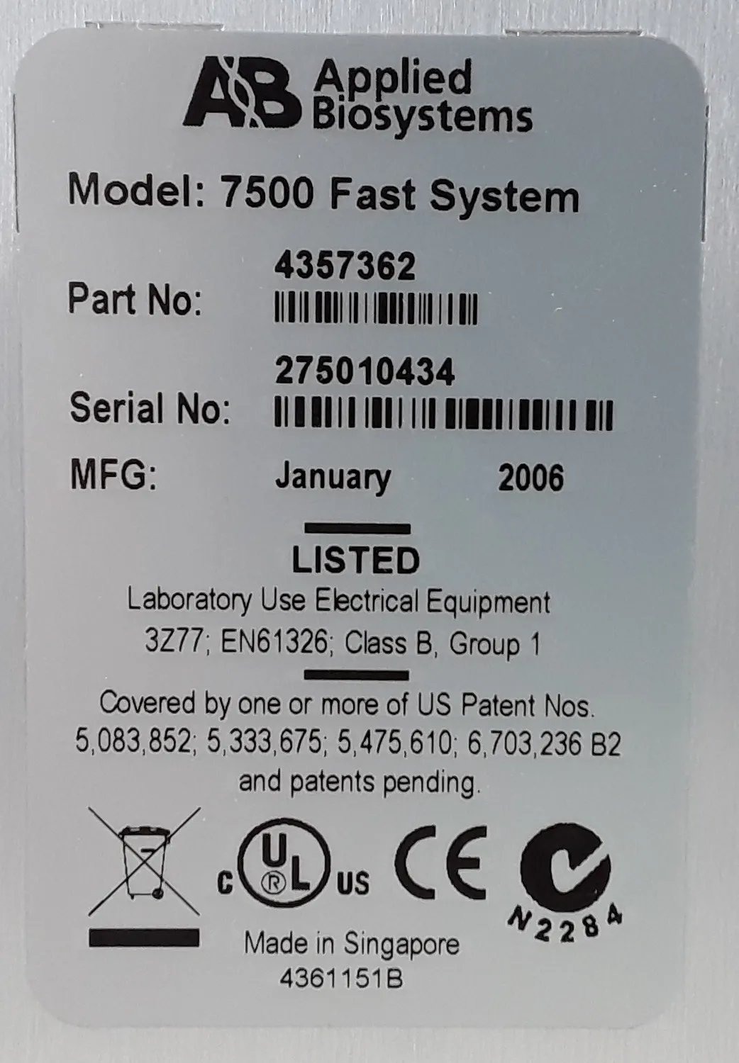 Applied Biosystems AB 7500 Fast Real-Time PCR System