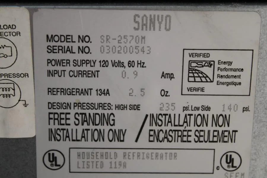 Sanyo Compact SR-2570M Refrigerator