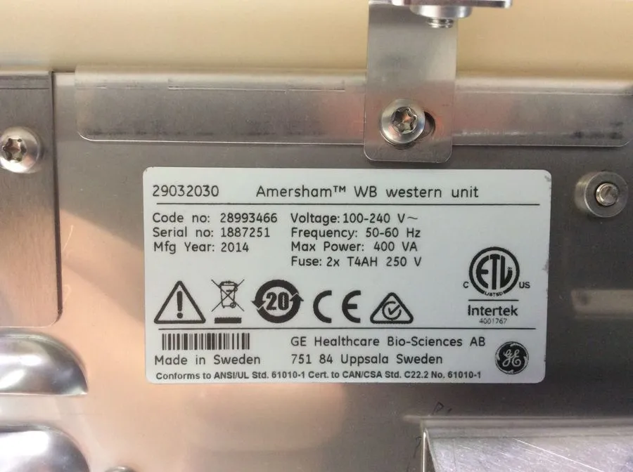 GE Amersham WB System: Western Unit & Elpho Scan (Electrophoresis Scanner)