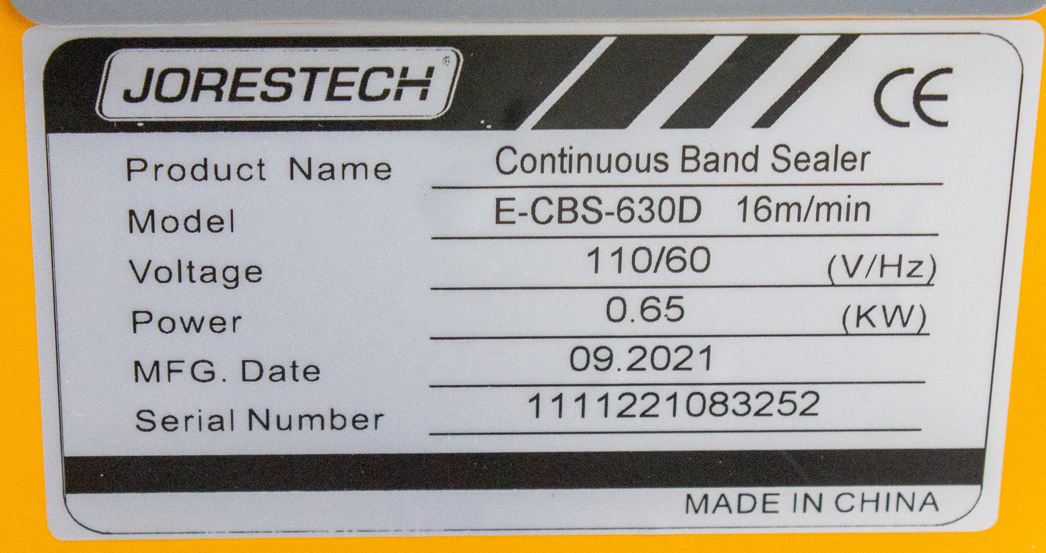 Jorestech Continuous Band Sealer Model E-CBS-630D