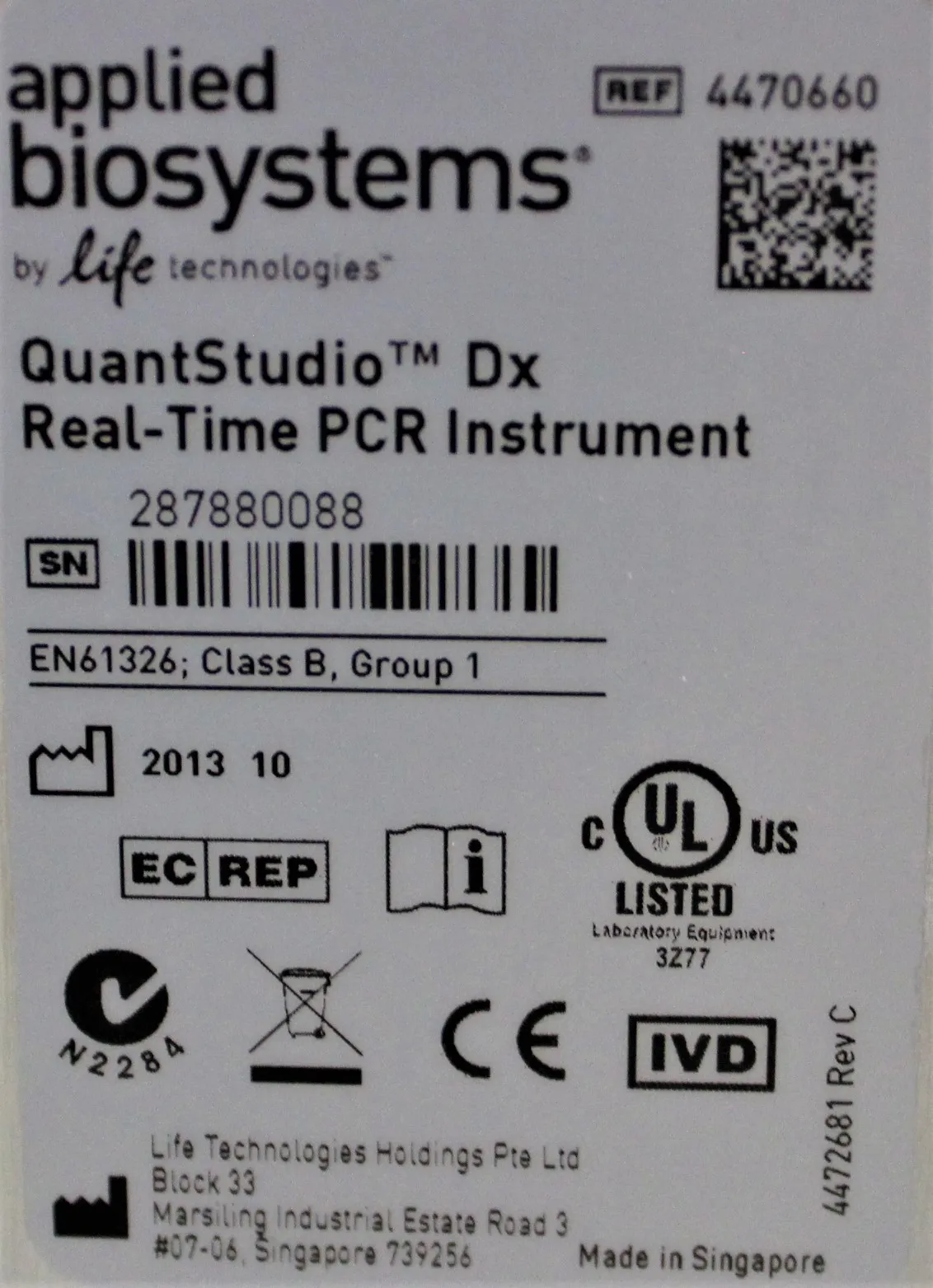 Applied Biosystems QuantStudio Dx Real-Time PCR Instrument 96-Well Fast Block