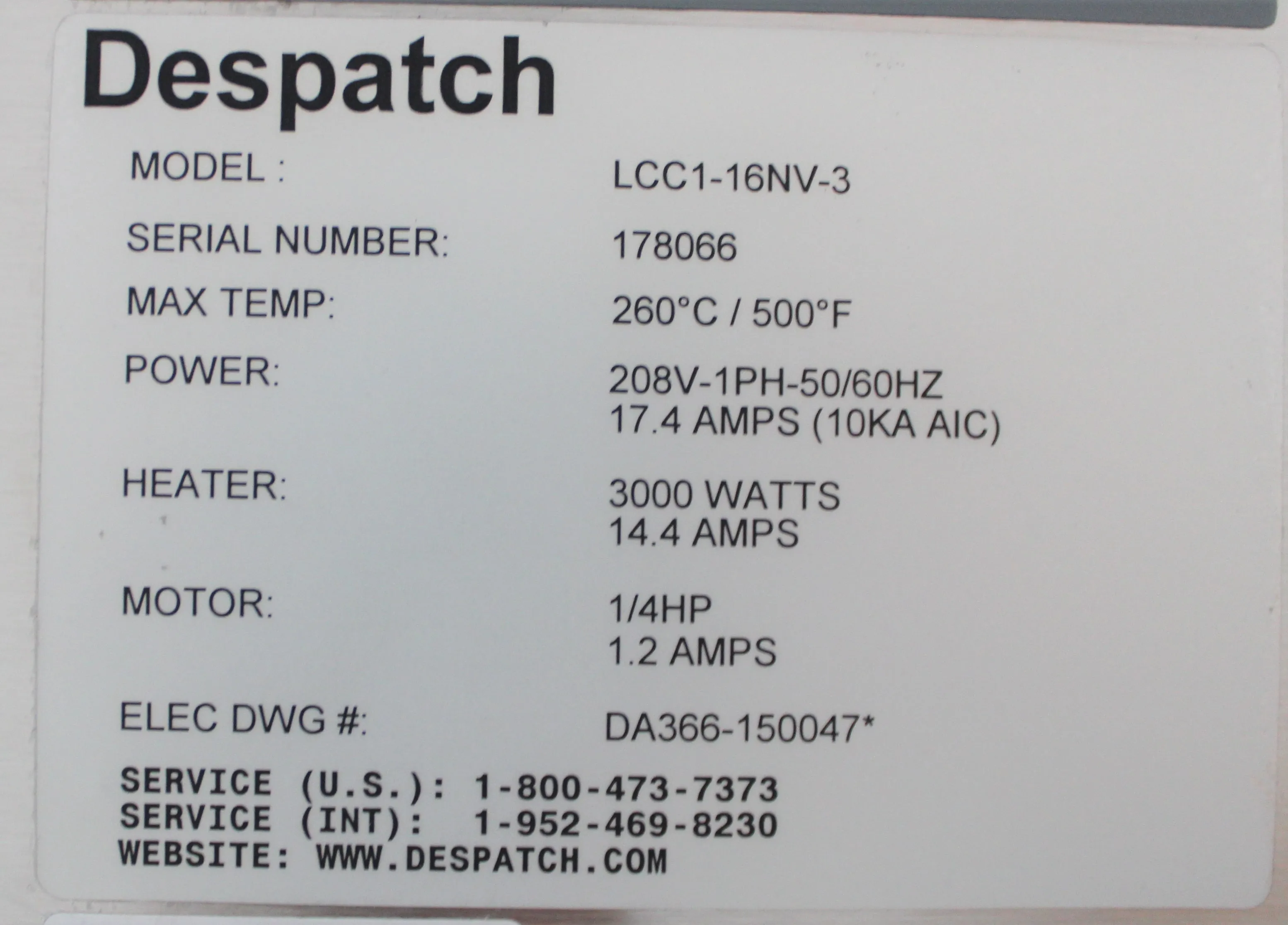 Despatch LCC1-16NV-3 Double Stack Oven with HEPA Filtration