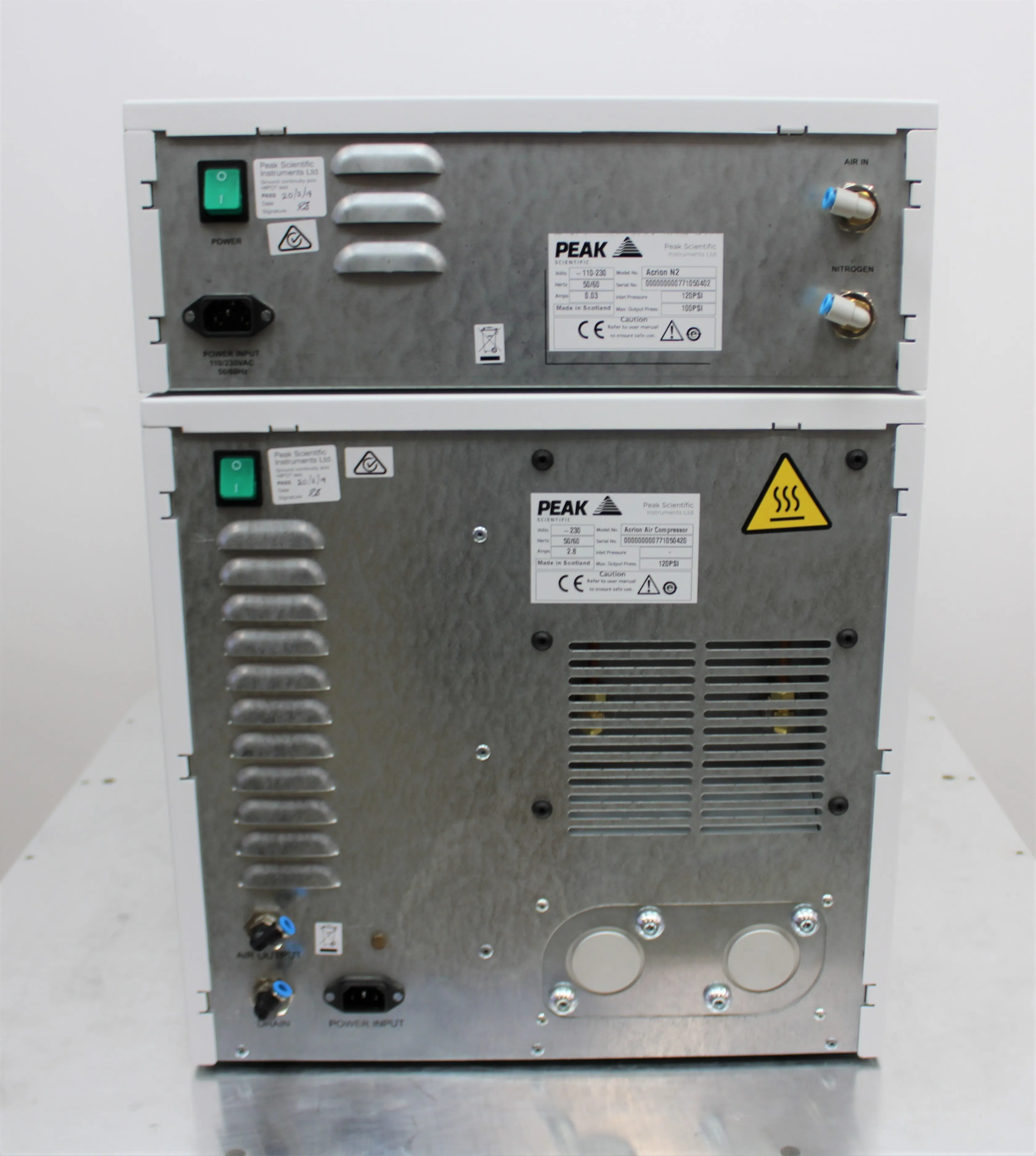 Peak Scientific Acrion Air Compressor and Acrion N2 Nitrogen Generator