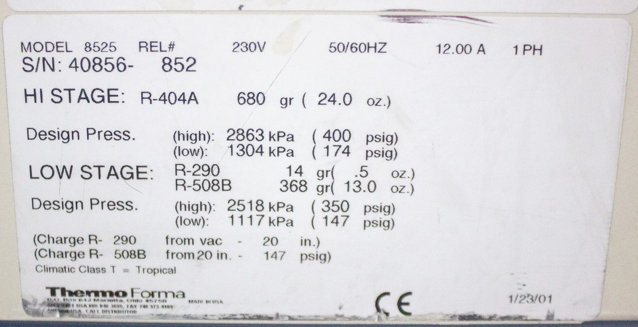 Thermo Forma Scientific -86 Ultra Low Temperature Freezer Model 8525