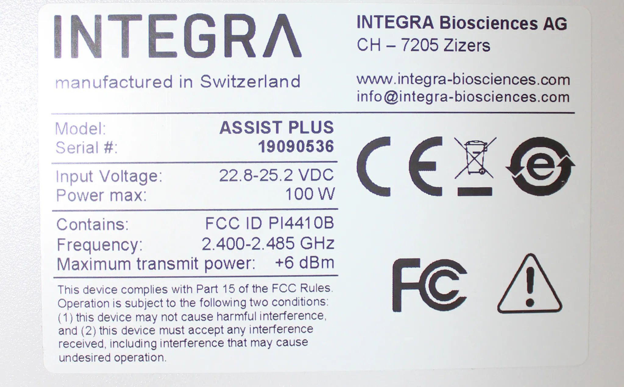 Integra Biosciences ASSIST PLUS 4505 Pipetting Robot