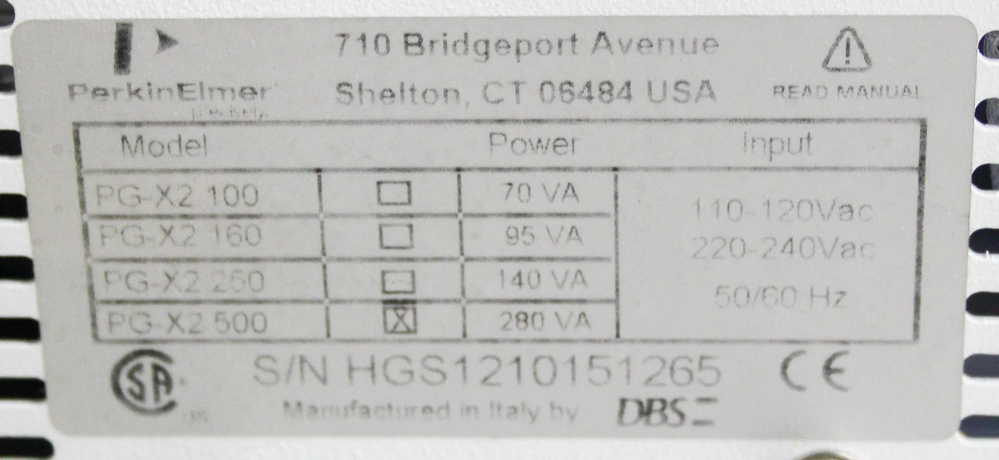 Perkin Elmer PG-X2 500 Nitrogen Generator