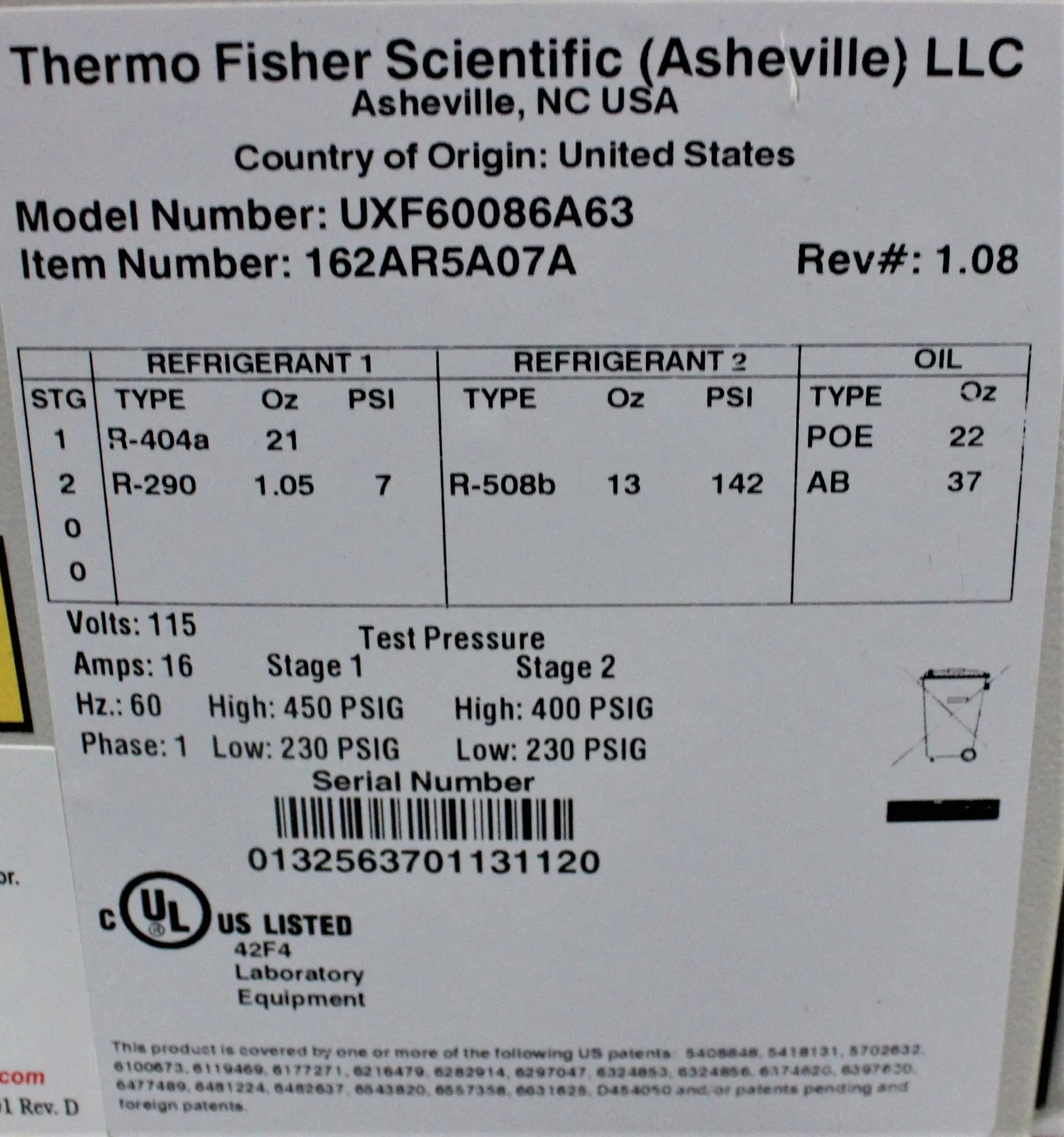 Thermo Scientific Revco UxF Series Ultra Low Freezer UXF60086A63