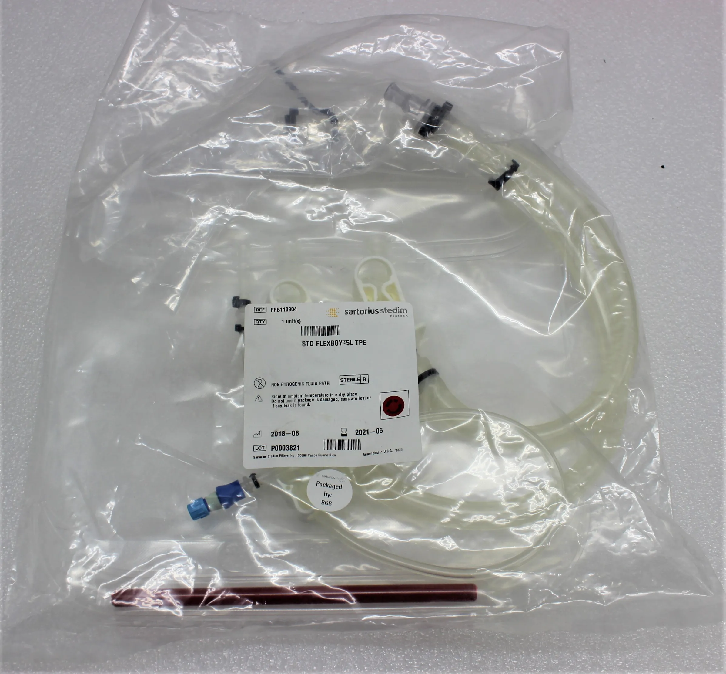 Sartorius FFB110904 Flexboy Bioprocessing Bag 5L for Storage and Transport of Biopharmaceutical Solutions