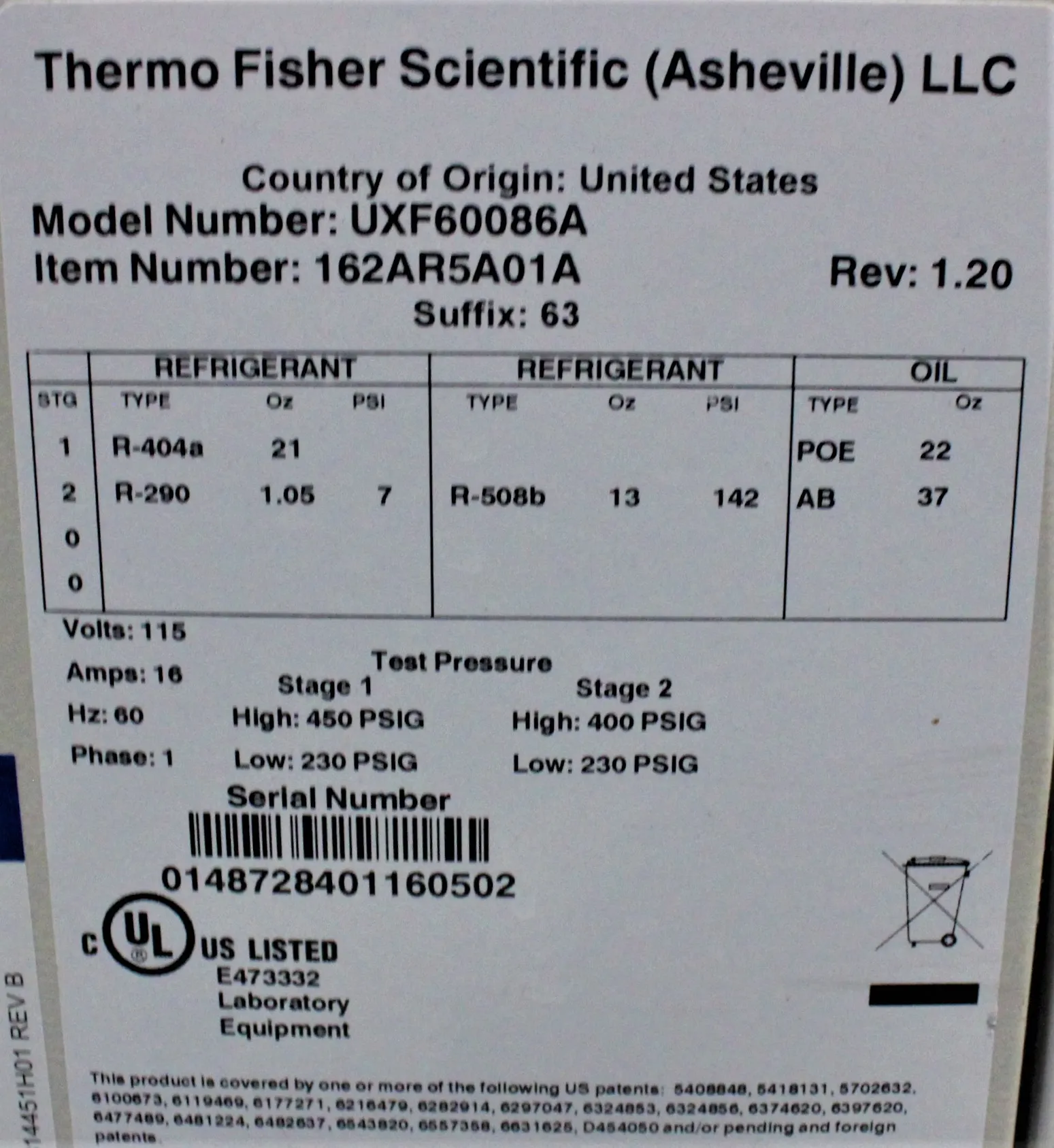 Thermo Scientific Revco UxF60086A Ultra Low Freezer