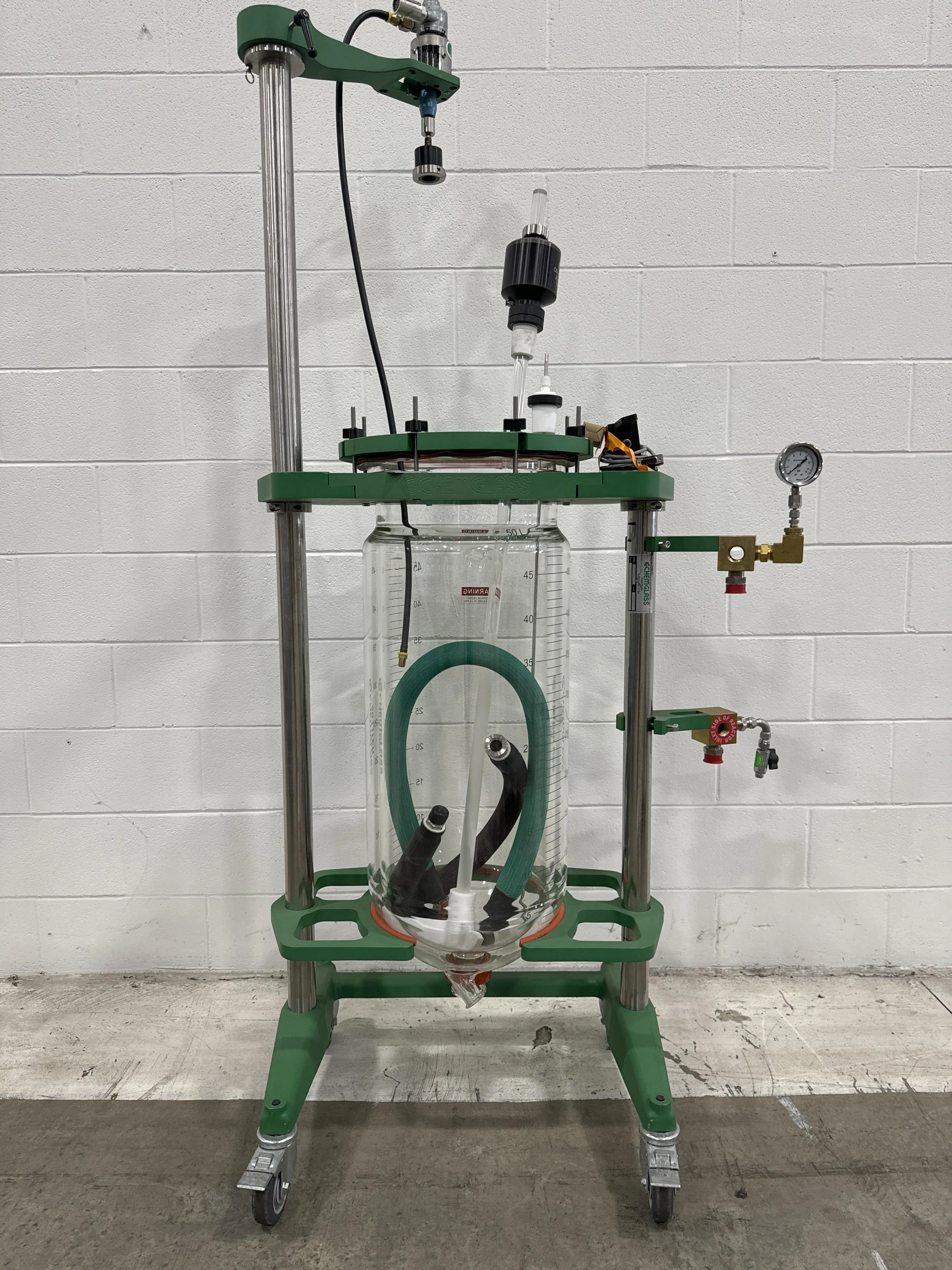 Chemglass Mixer BNMS-50 Portable Stand 50 Liter Corrosive Chemical Glass Stir Rod Air Powered Reduction Drive