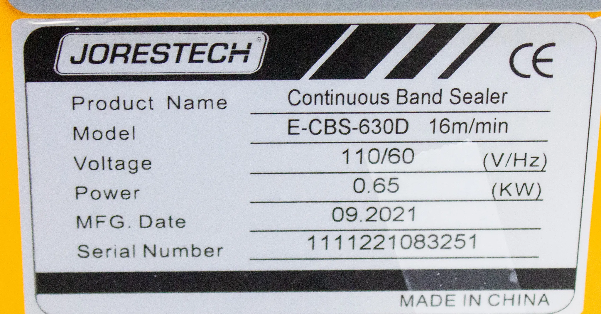 Jorestech Continuous Band Sealer Model E-CBS-630D