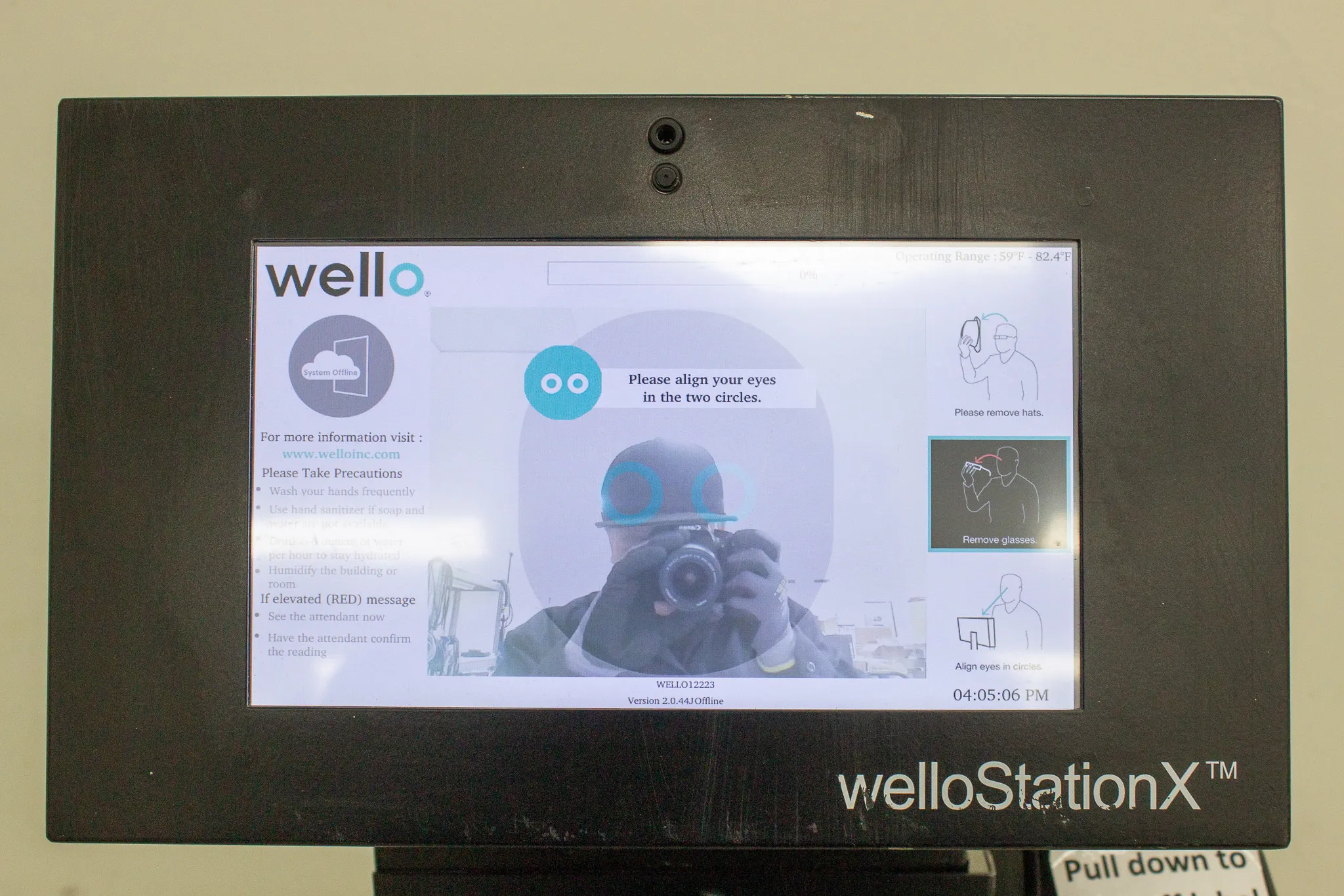 Wello Temperature Screening Station Non-Contact Thermometer Wello Station X Kiosk - AS/IS