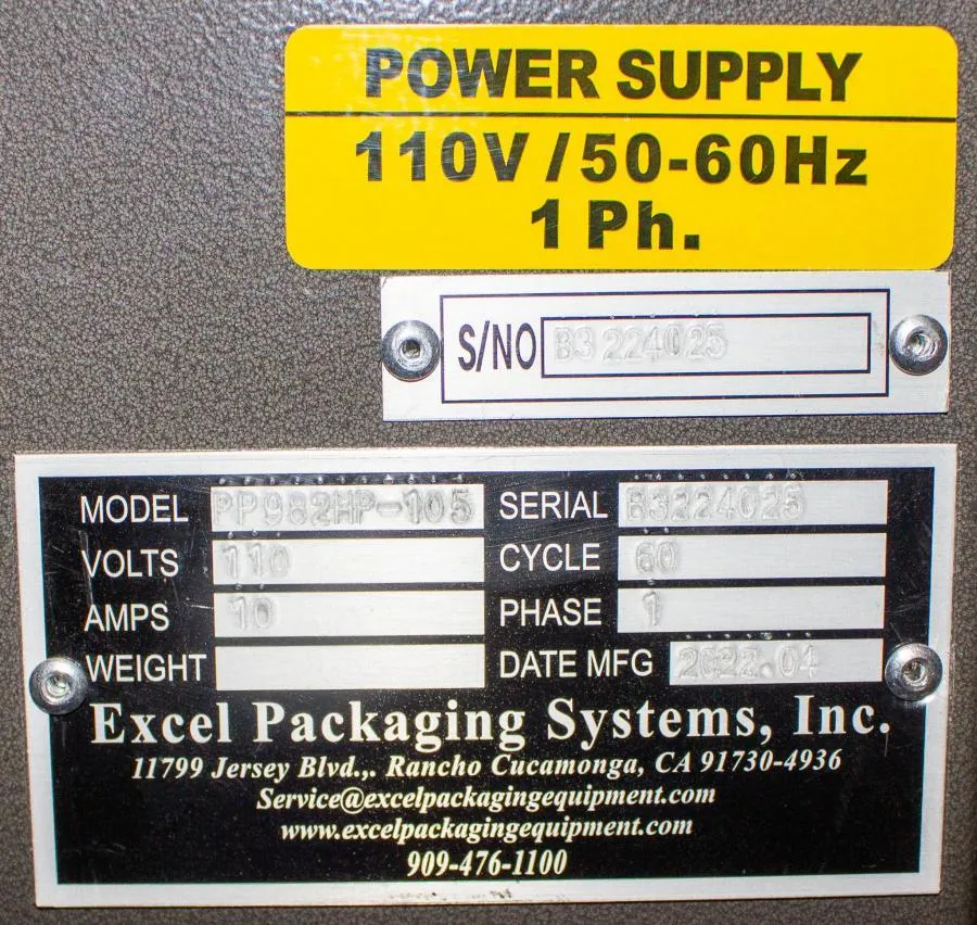 Excel Packaging Systems PP982HP-105 High Profile Pallet Wrapper