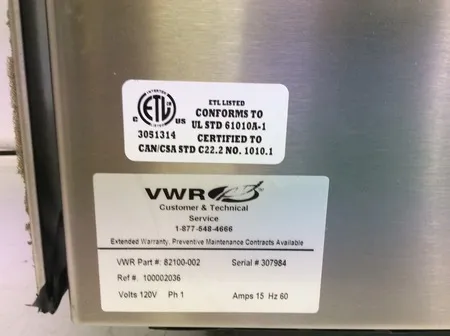 VWR Undercounter Laboratory Glassware Washer Part #82100-002 Class 3 - Service Used Condition