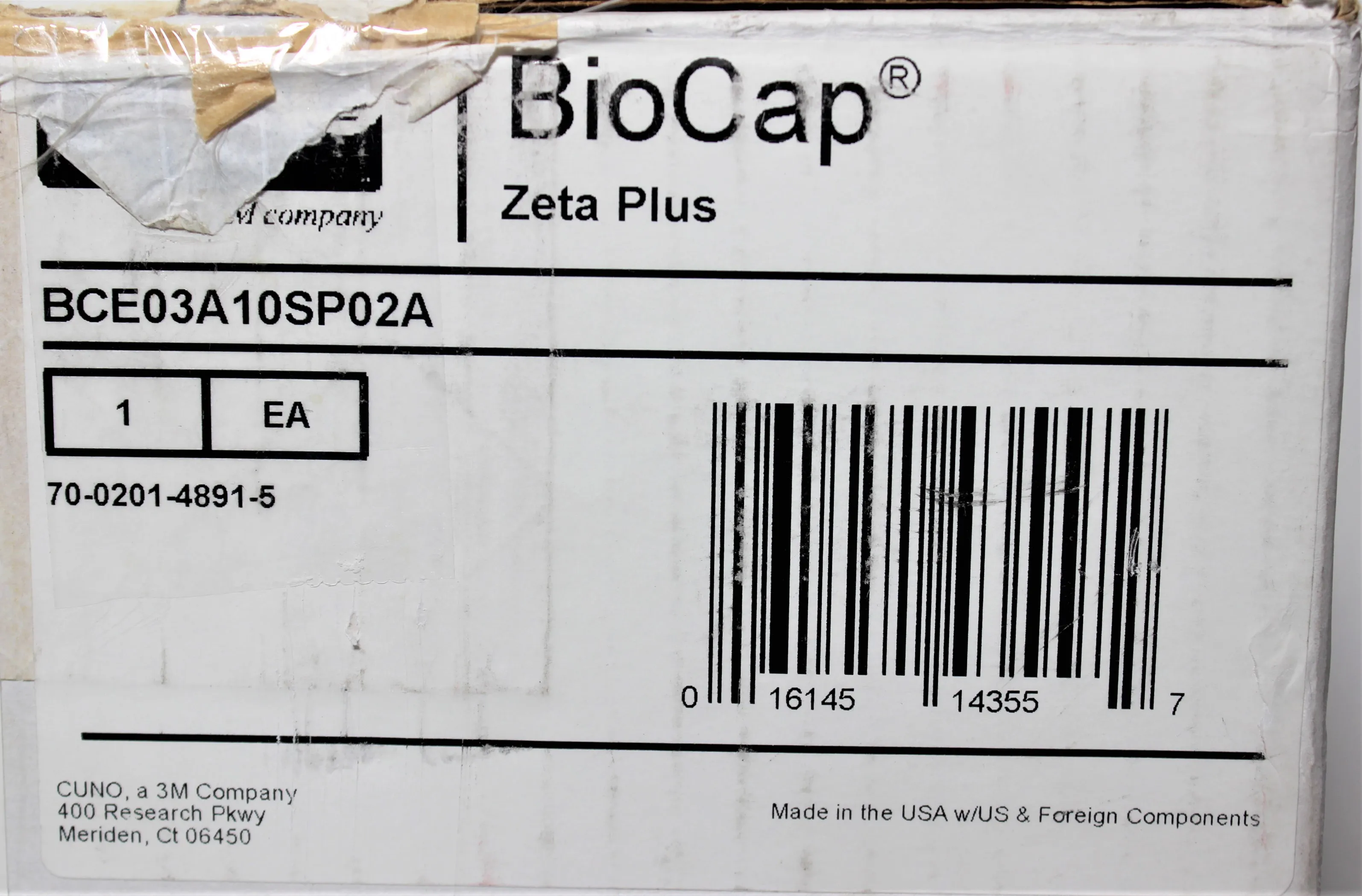 CUNO Zeta Plus Fluid Purification BioCap BCE03A10SP02A TK (Turnkey) New Lab Accessory