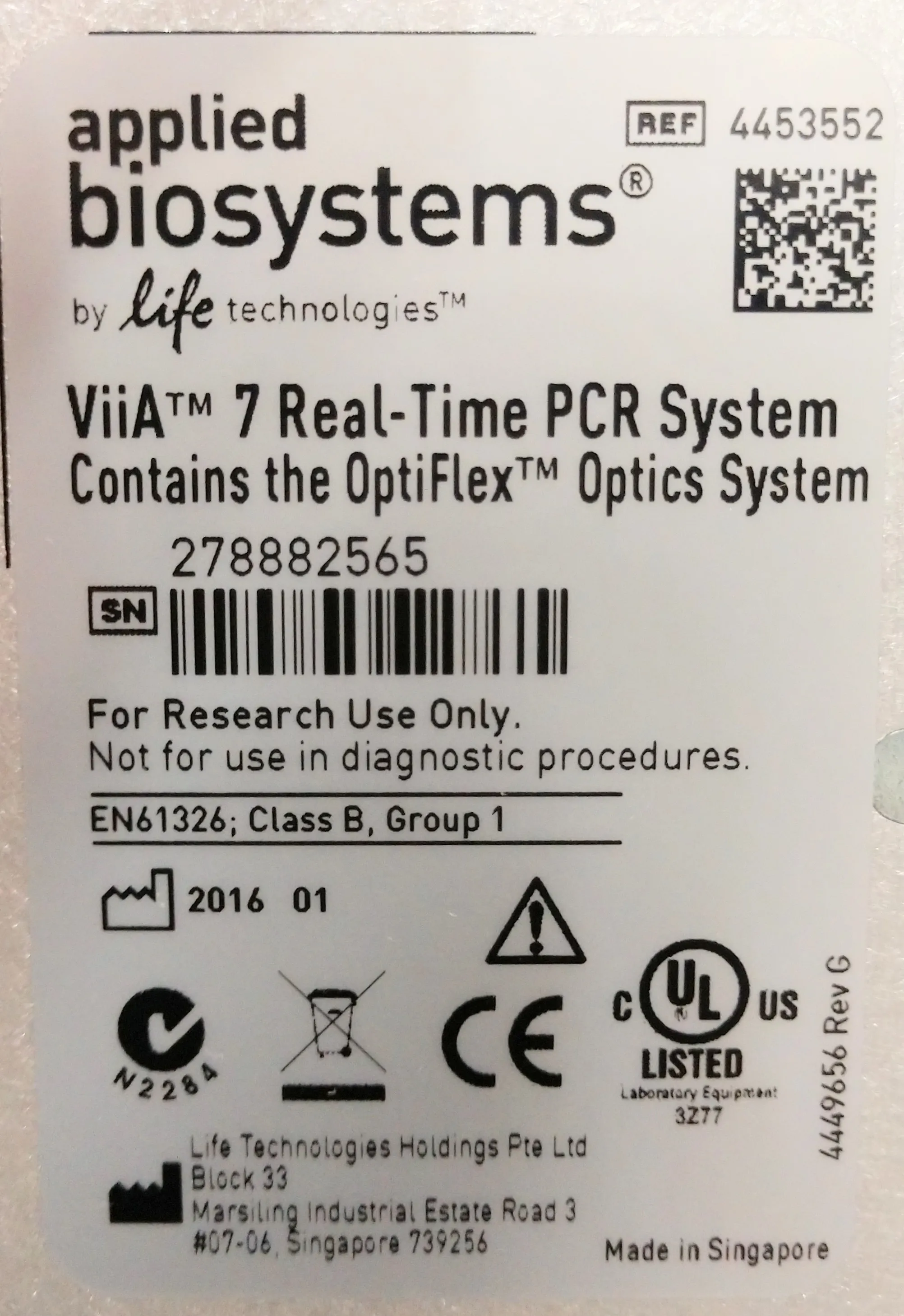 Applied Biosystems ViiA 7 Real-Time PCR System 4453552 Molecular Biology Lab Equipment