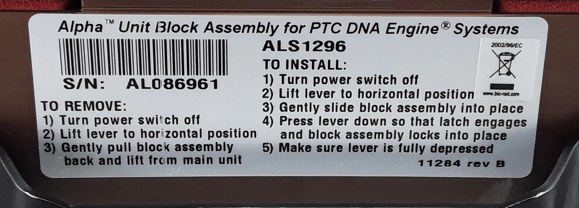 BIO-RAD PTC200 Thermal Cycler ALS-1296