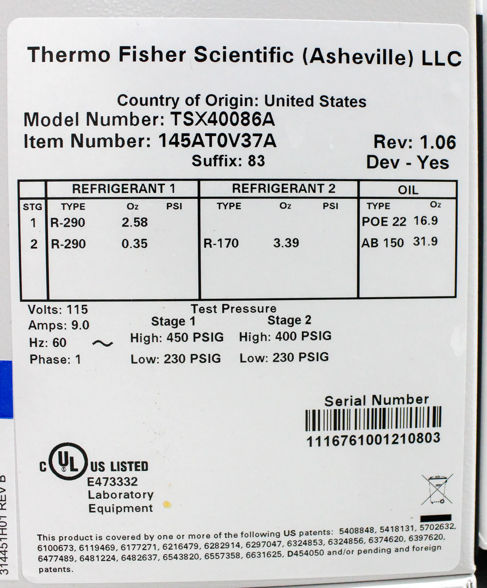 Thermo Scientific TSX40086A Ultra Low Temperature -80c Freezer