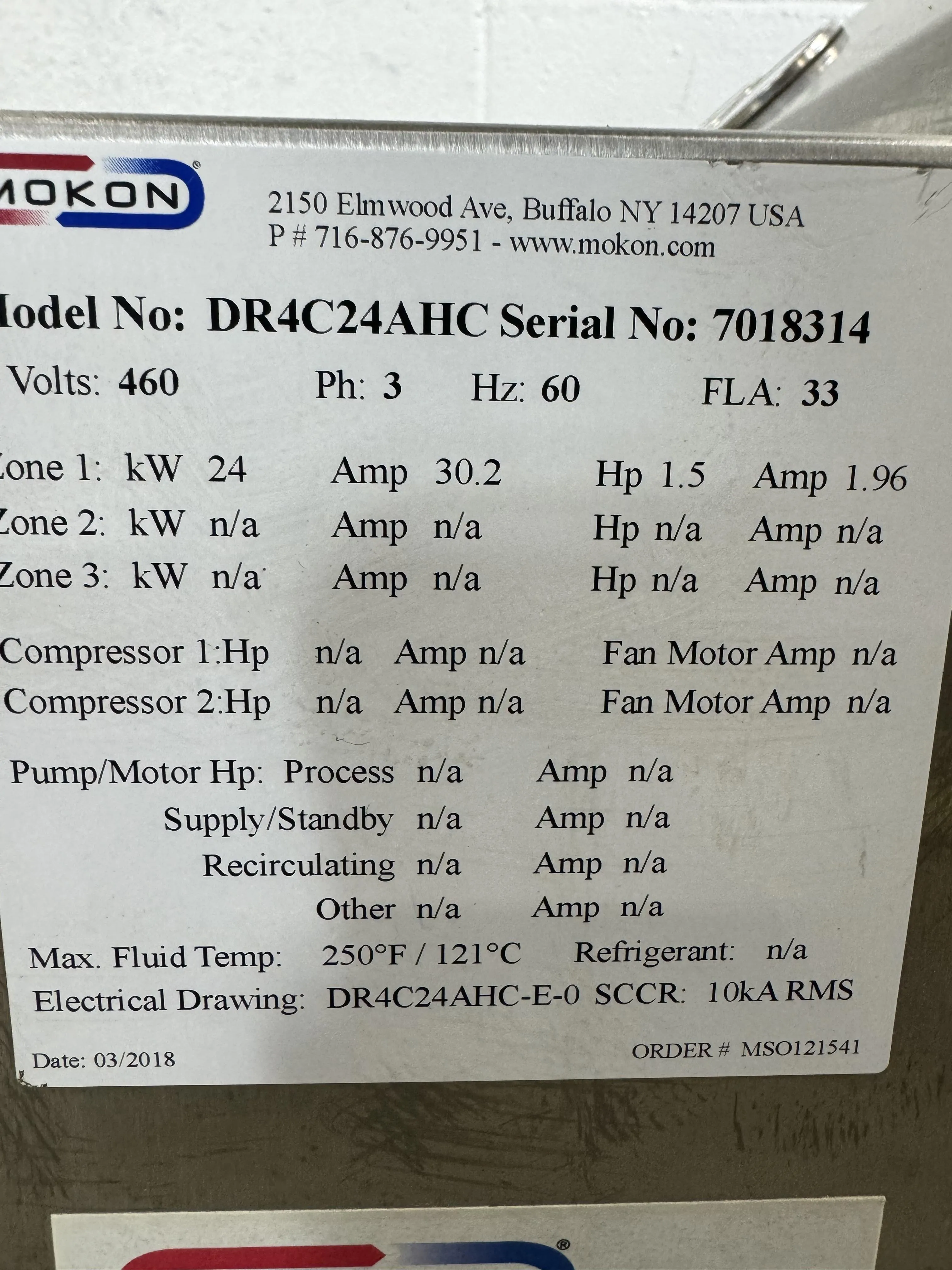 Mokon DR4C24AHC Circulating Water Temperature Control System