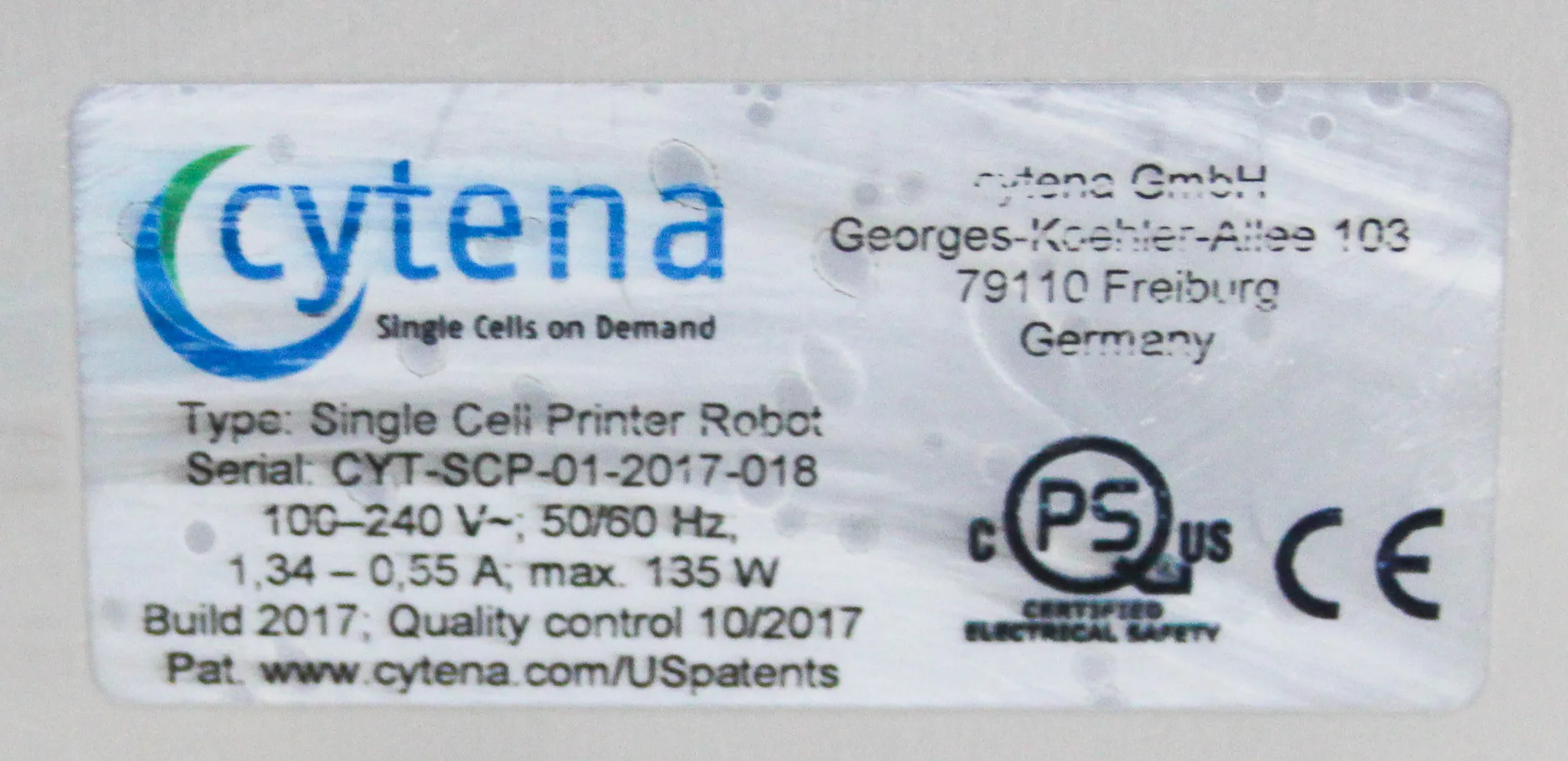 Cytena Single Cell Printer Robot - Used, 30 Day Warranty, Great Condition