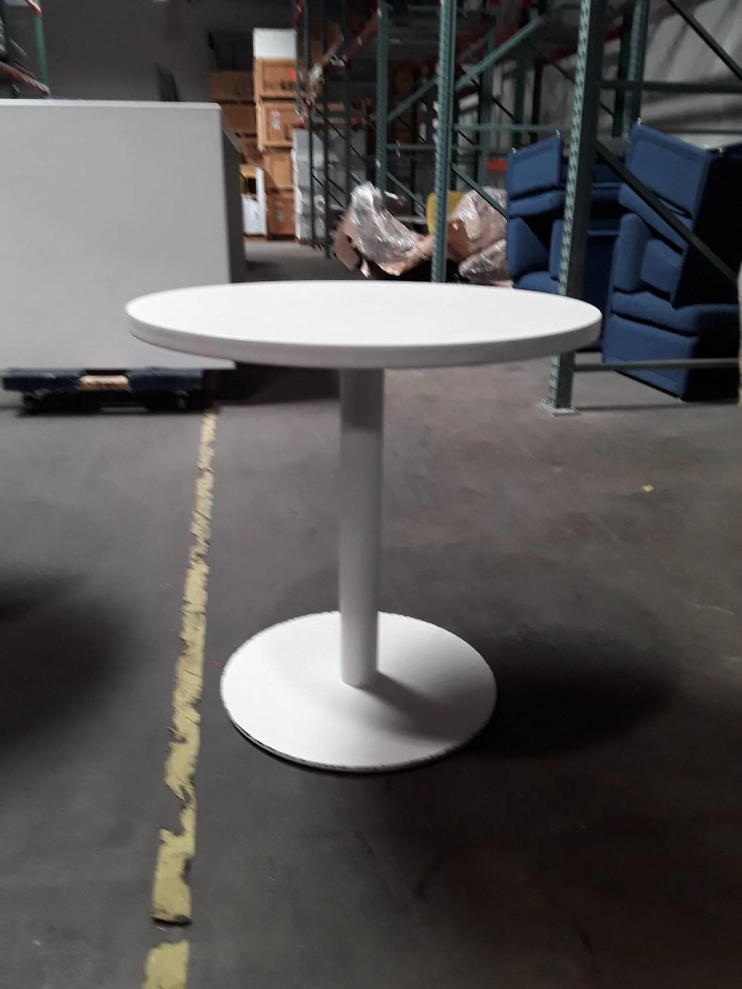 Used Laboratory Bench - Small, Round, White Table