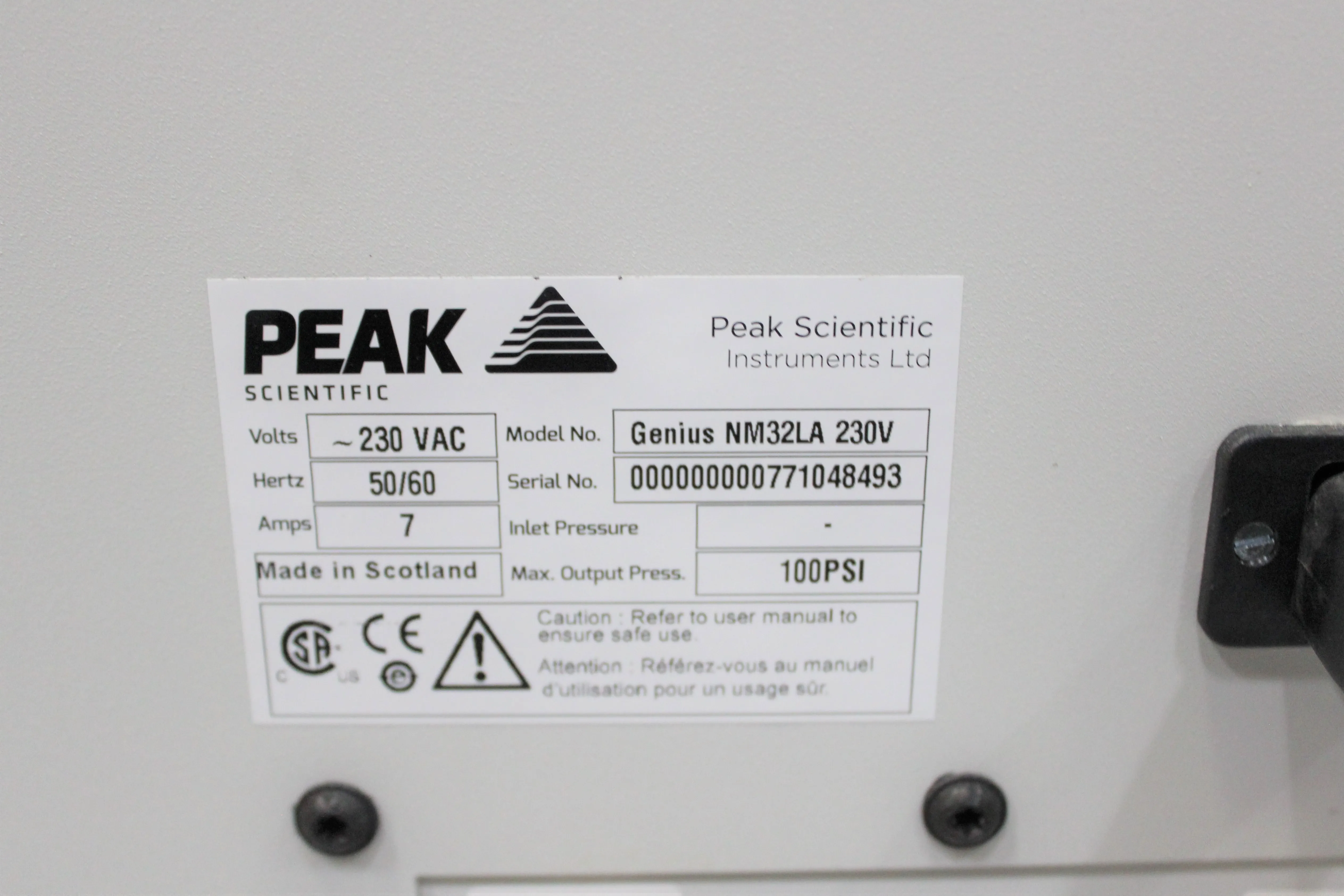 Peak Scientific Genius NM32LA Gas Generator 230V 50/60Hz