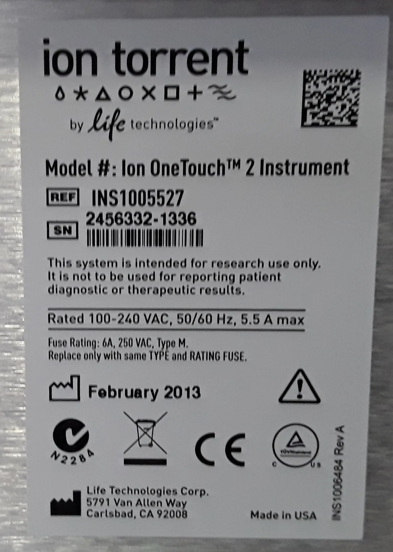 Ion Torrent DNA Sequencer INS1005527