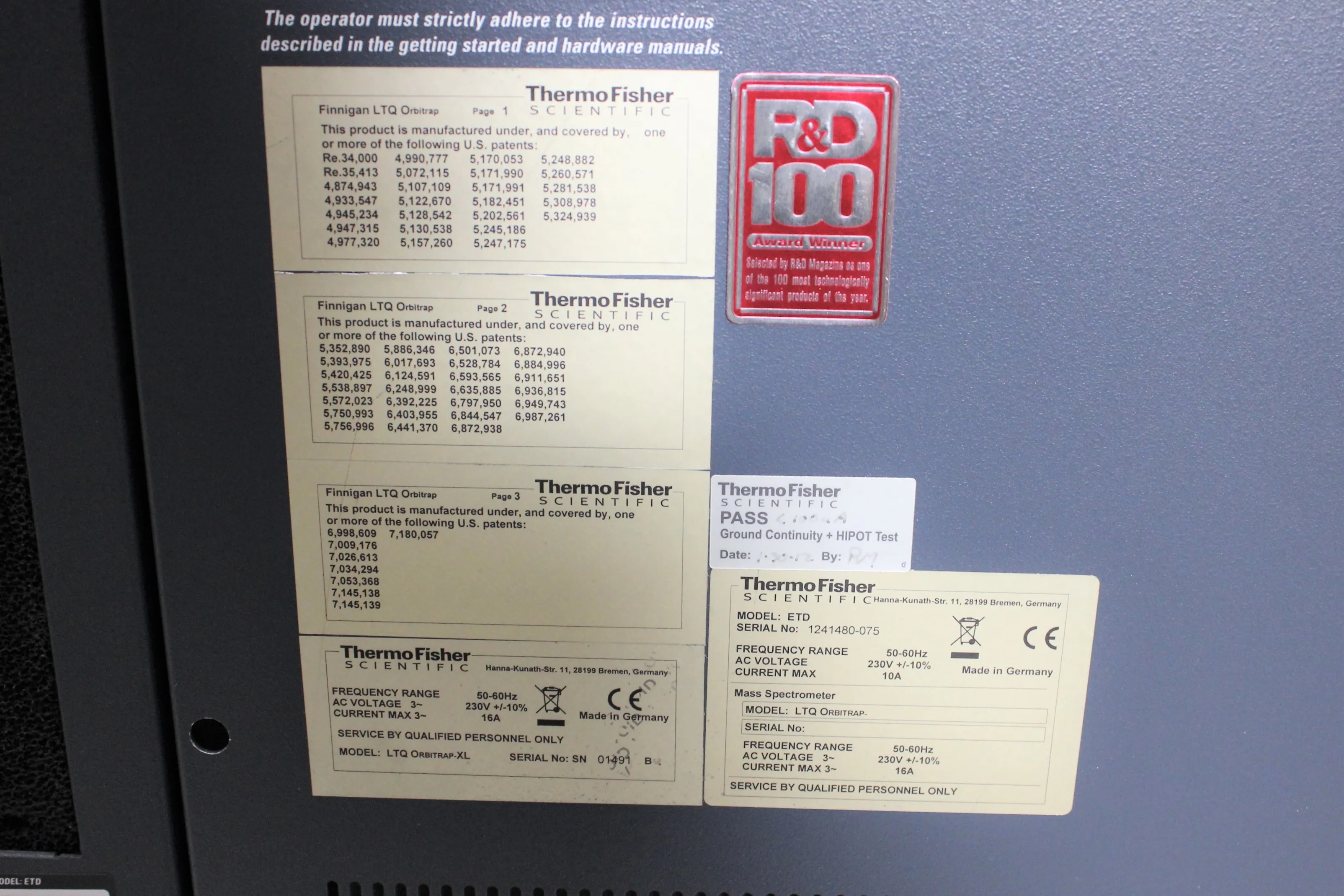 Thermo Fisher LTQ LTQ XL & Orbitrap XL Mass Spec