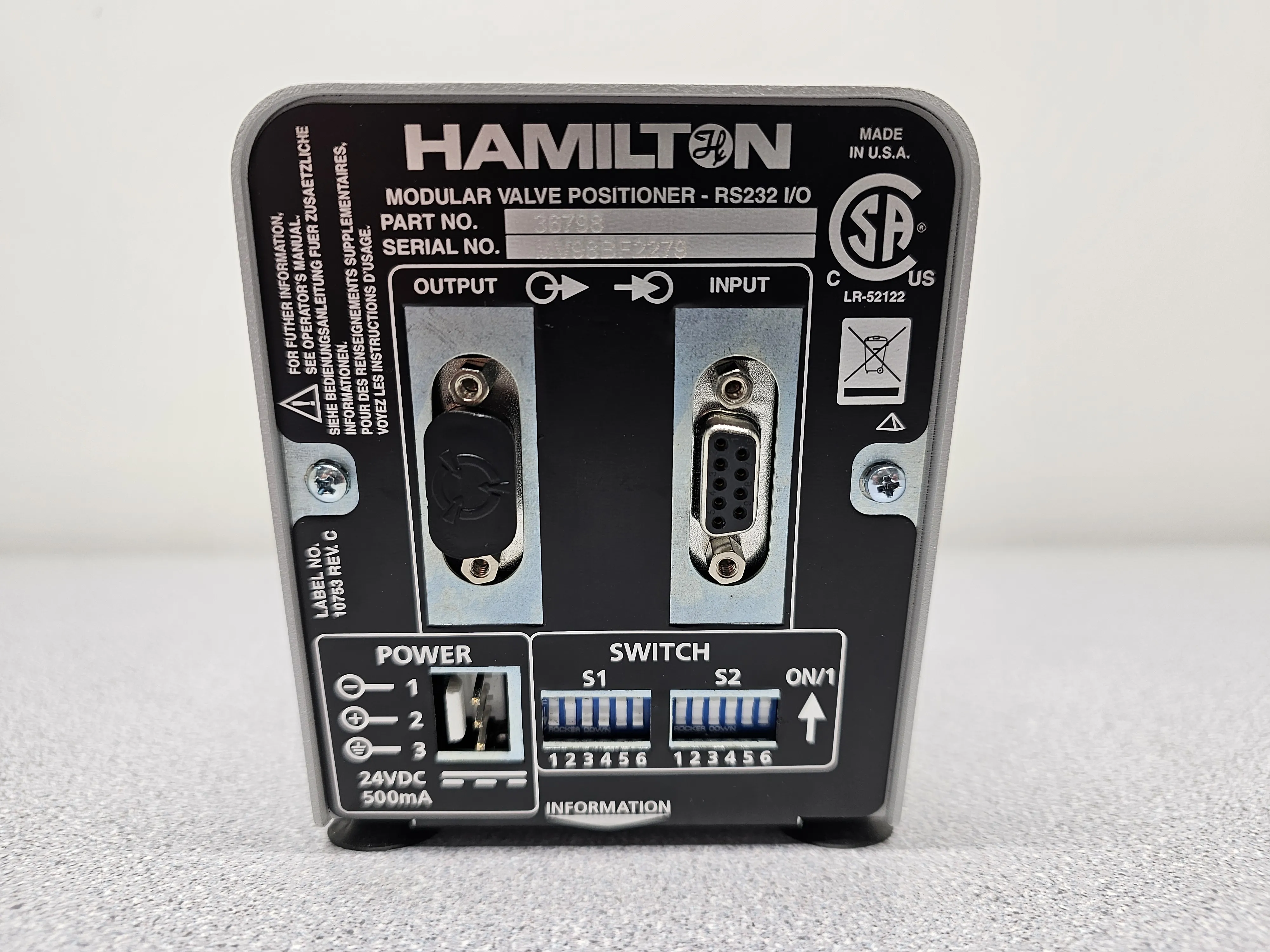 Hamilton MVP Modular Valve Positioner W/ RS-232 Control P/N: 36798