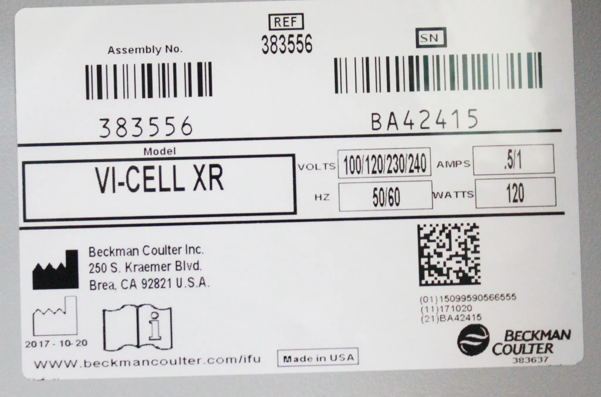 Beckman Coulter Vi-CELL XR Cell Viability Analyzer