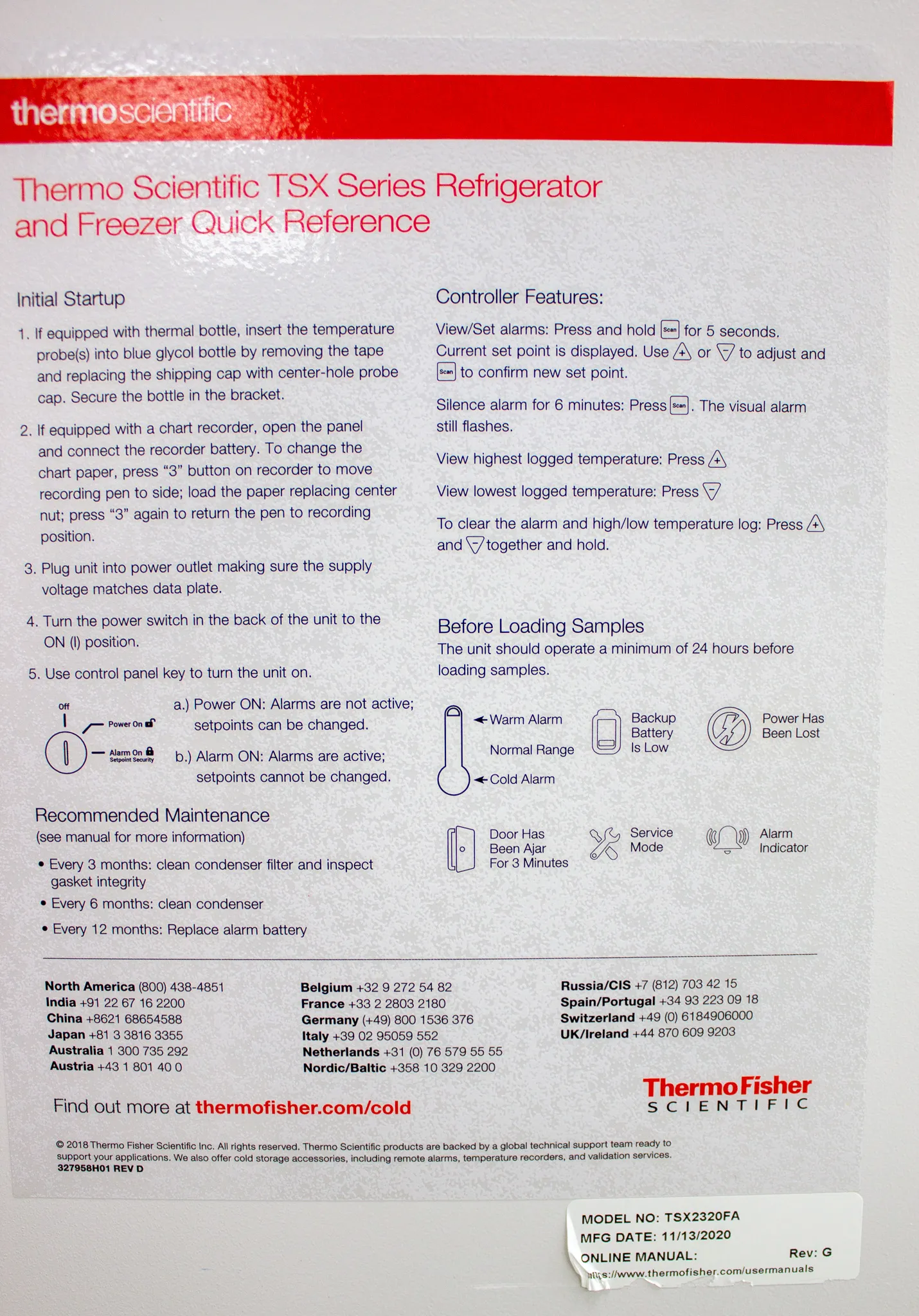 Thermo Scientific TSX2320FA -20C Manual Defrost Freezer