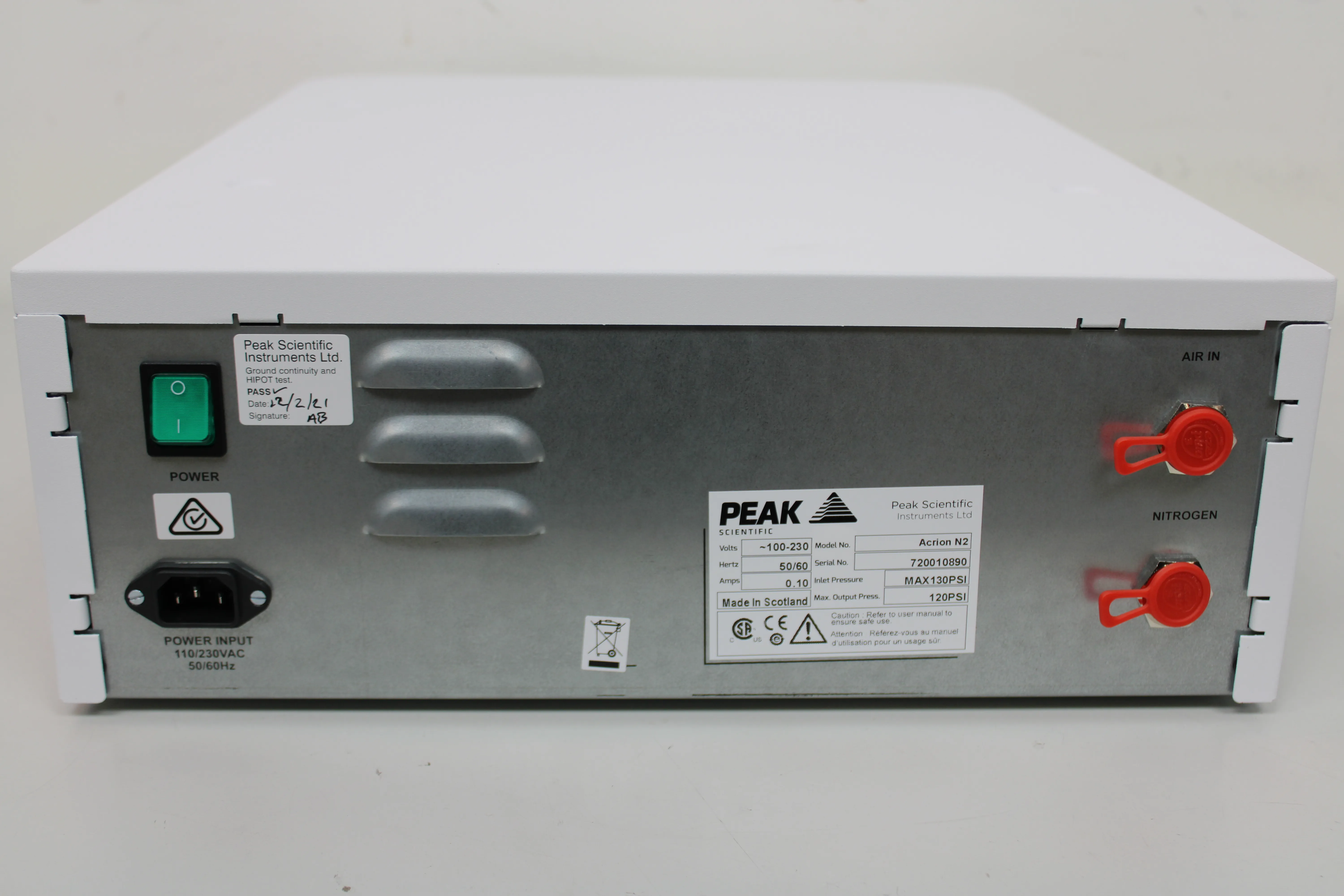 Peak Scientific Acrion N2 Nitrogen Generator & Acrion Air Compressor