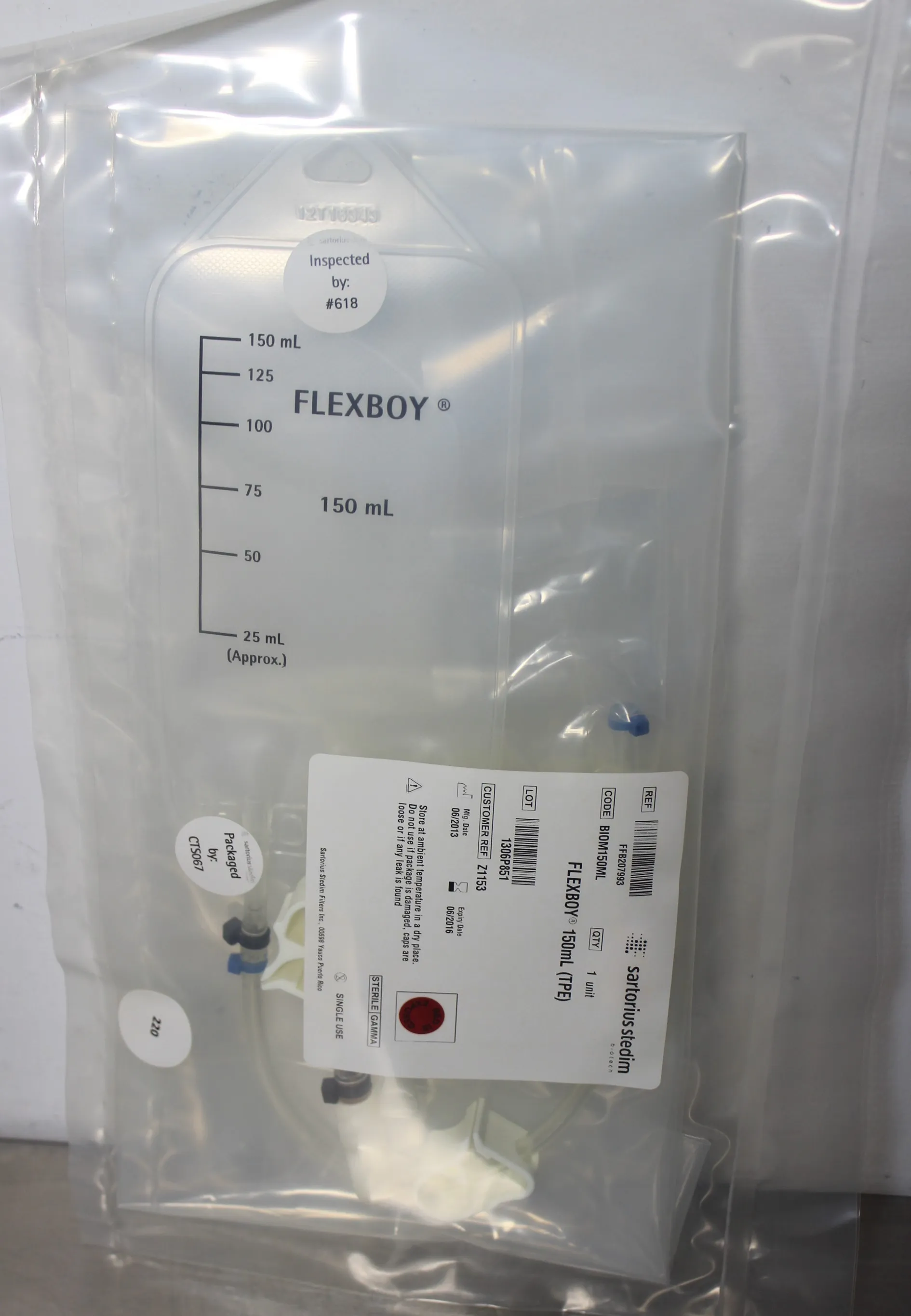 Sartorius Flexboy Bioprocessing Bags 150mL Pack of 50