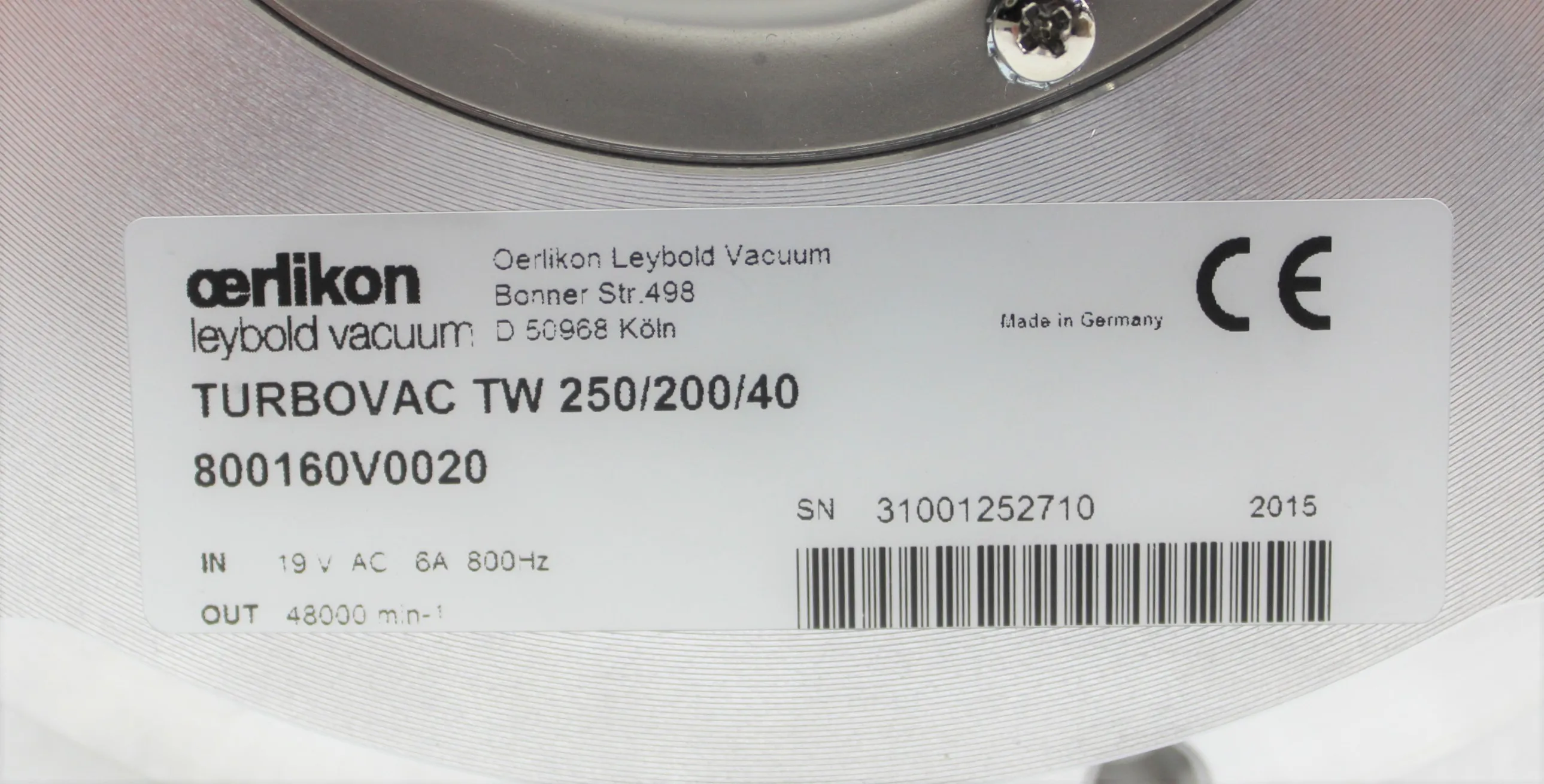 Oerlikon Leybold Vacuum Turbovac TW 250/200/40 Triple-Inlet Wide Range Turbomolecular Pump