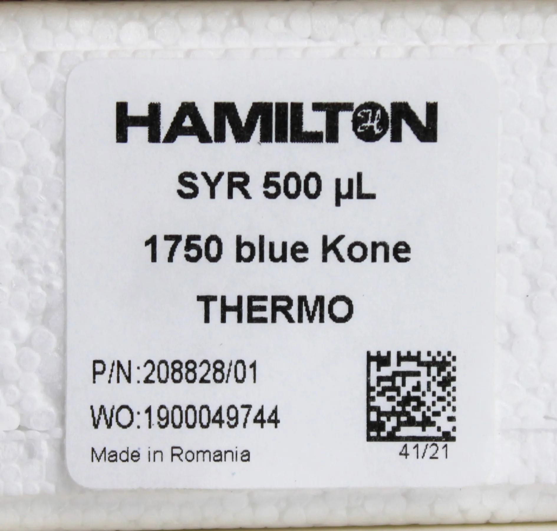 Hamilton P/N: 208828 Syringe 500 uL, 1750 Blue Kone - New