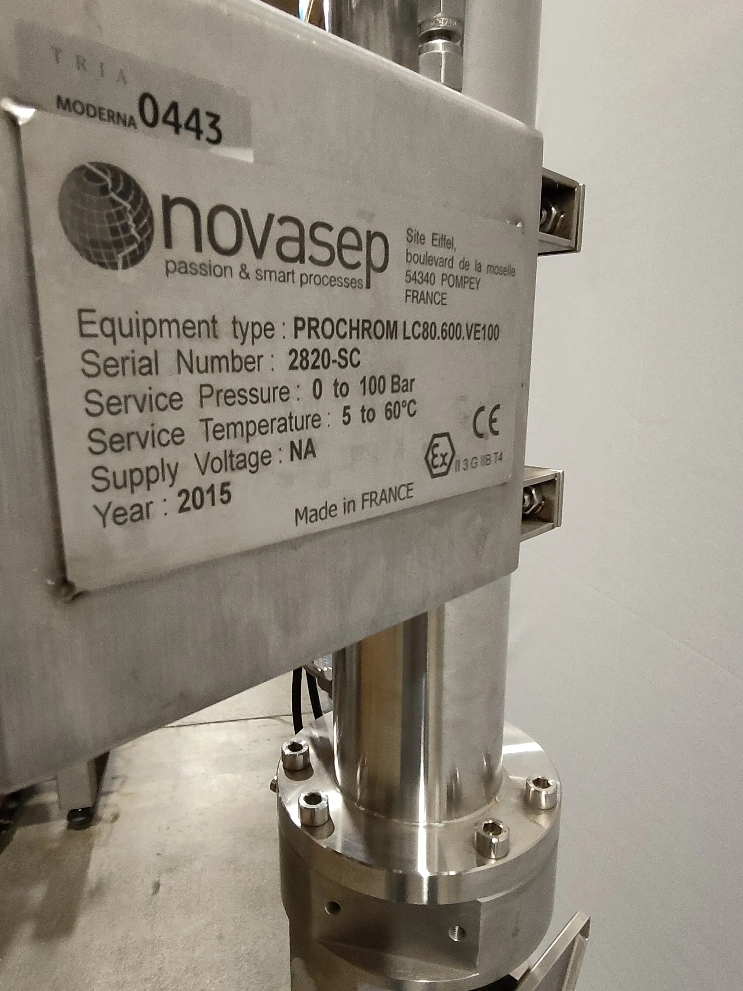 Novasep ProChrom LC80.600.VE100 Dynamic Axial Compression Column