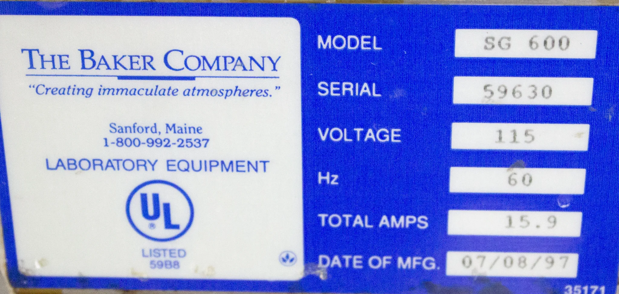 The Baker Company SterilGARD SG 600 Class II Type A/B3 Biosafety Cabinet