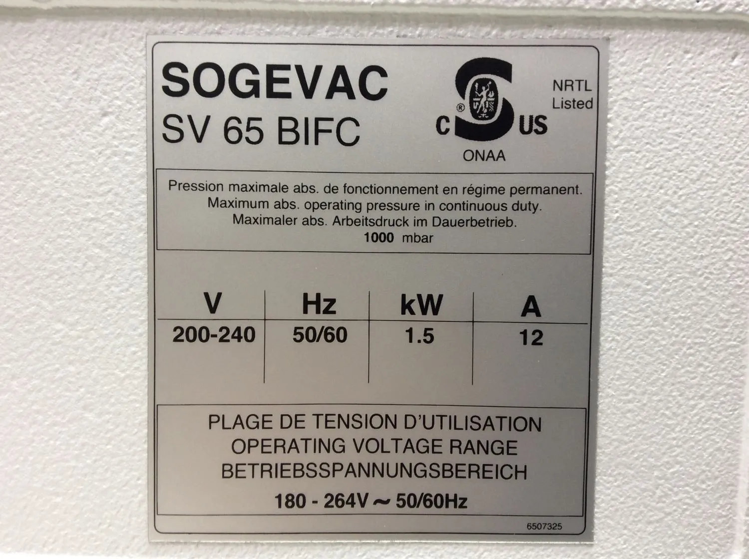 Sogevac SV65 BI FC Vacuum Pump