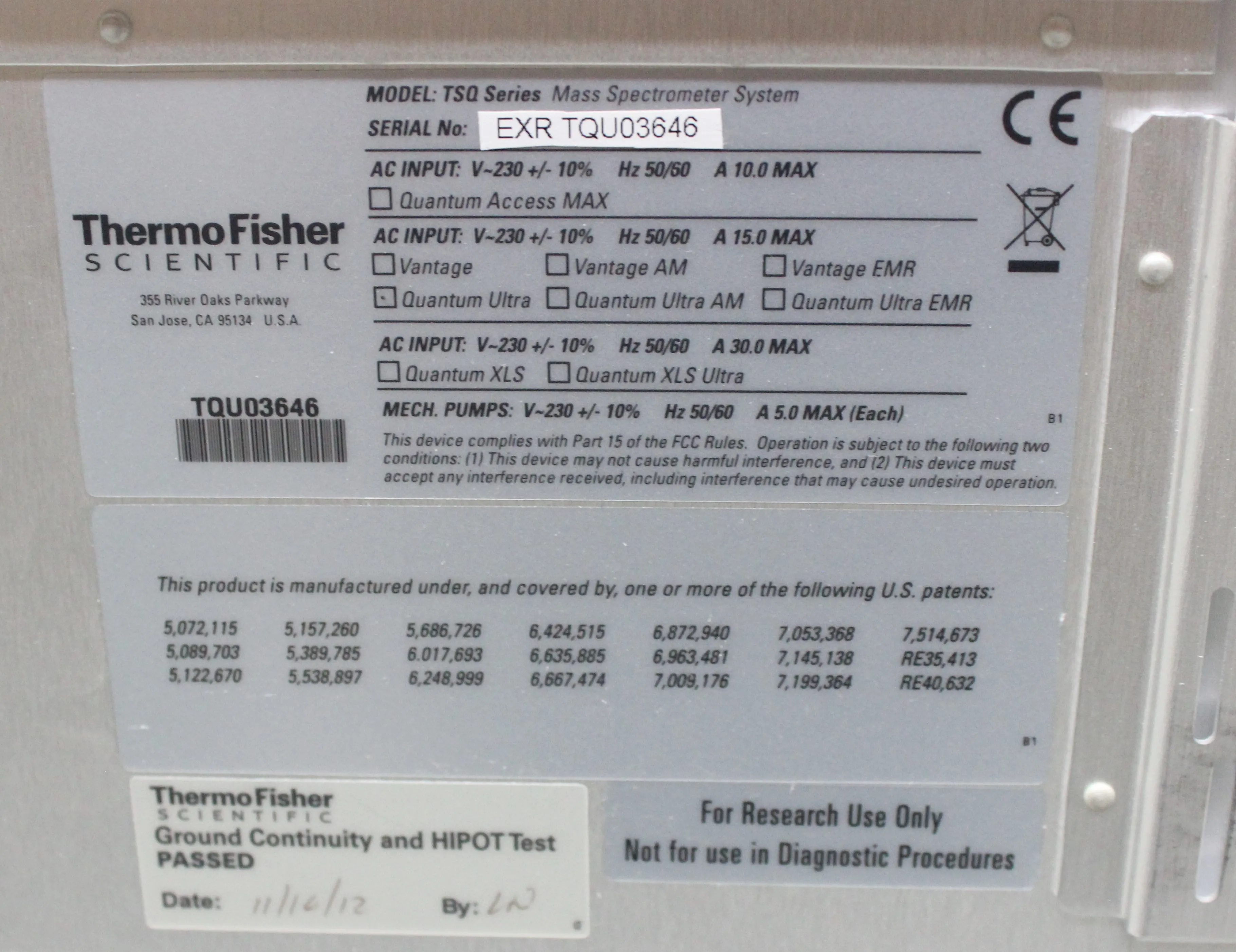 Thermo Scientific TSQ Quantum Access MAX Mass Spectrometer - Used