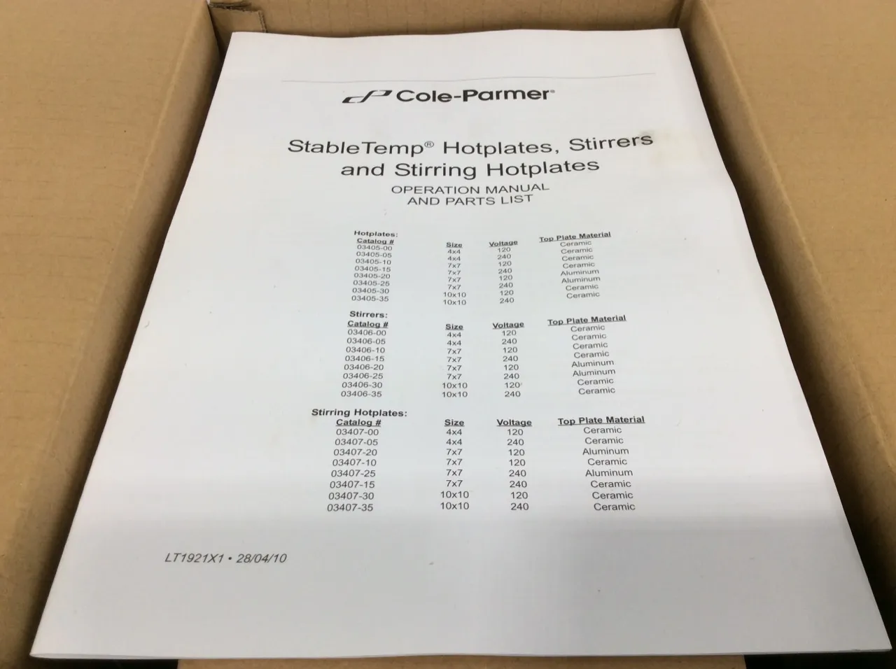 Cole Parmer StableTemp Hotplate Stirrer Cat.