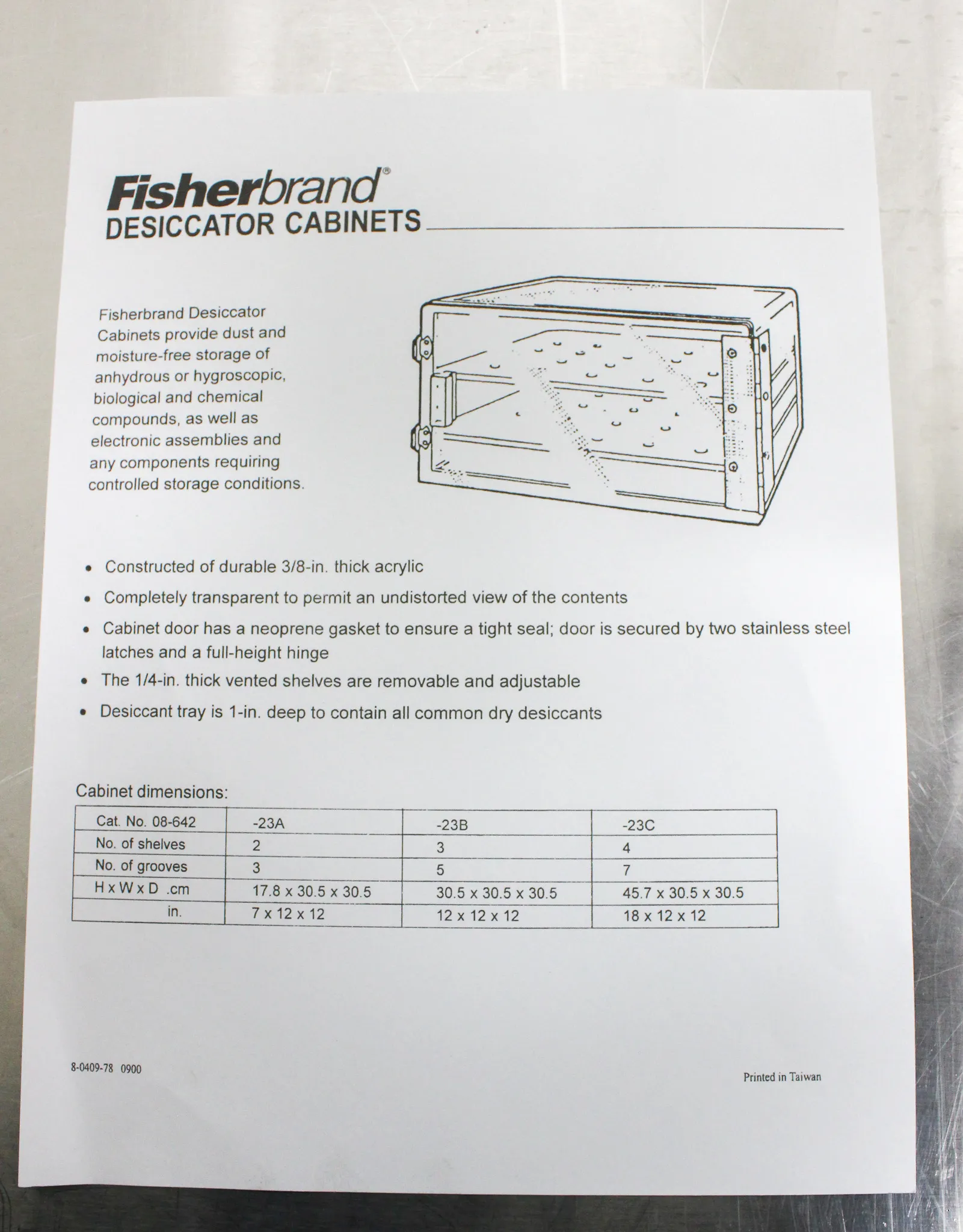 Fisherbrand Acrylic Desiccator Cabinet 08-642-23C