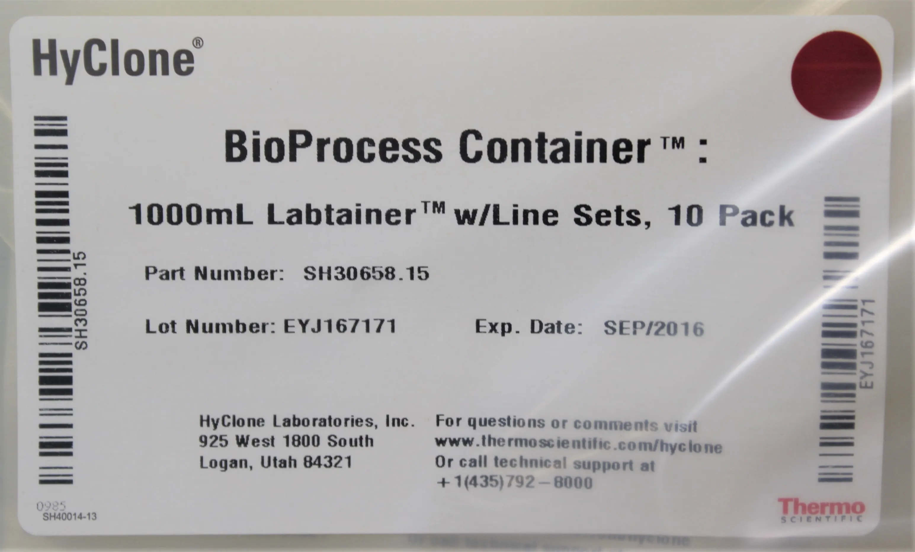 Thermo Scientific Hyclone BioProcess Container 1000mL Labtainer SH30658.15