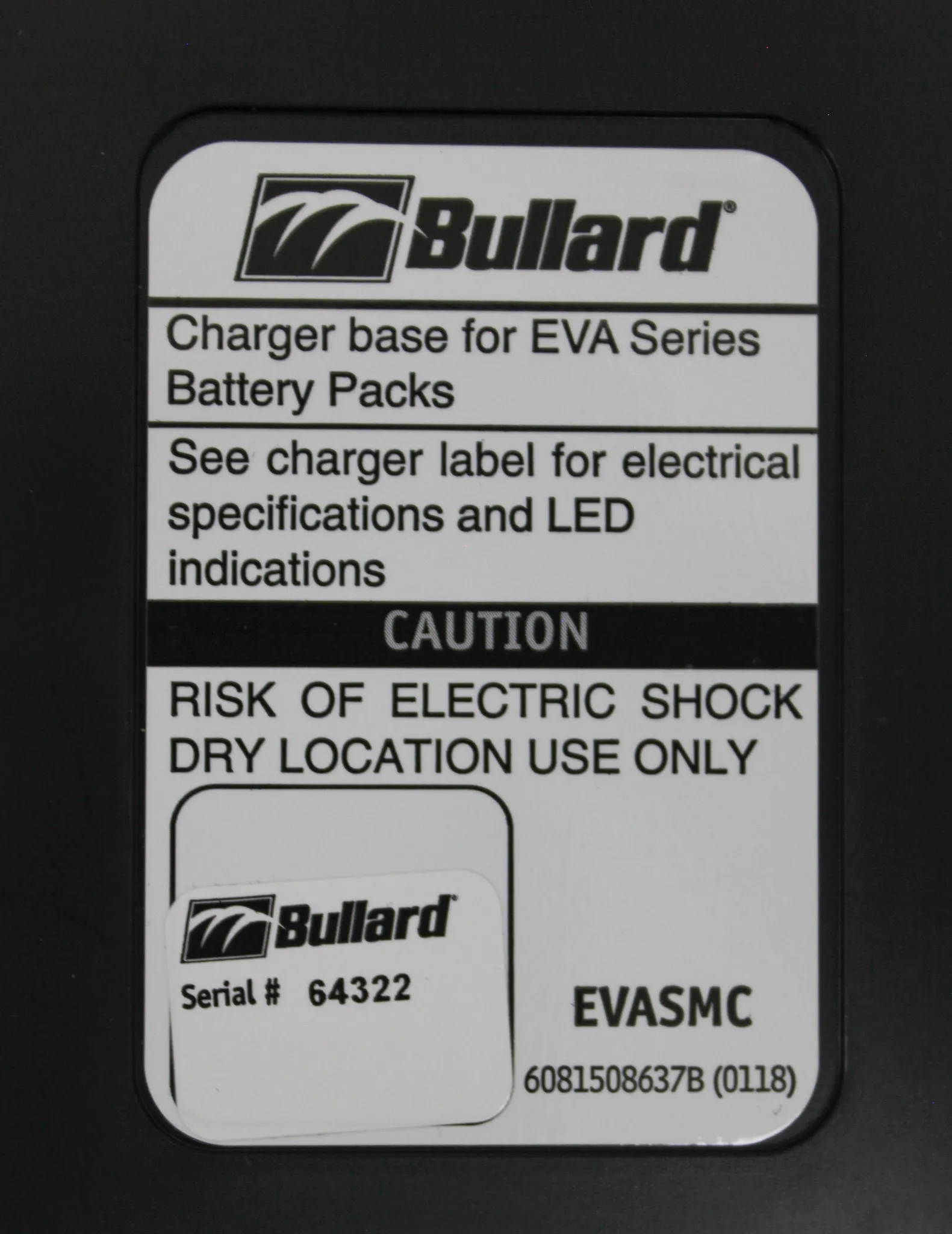 Bullard Evabat1 PAPR Lithium Battery Pack with Charger