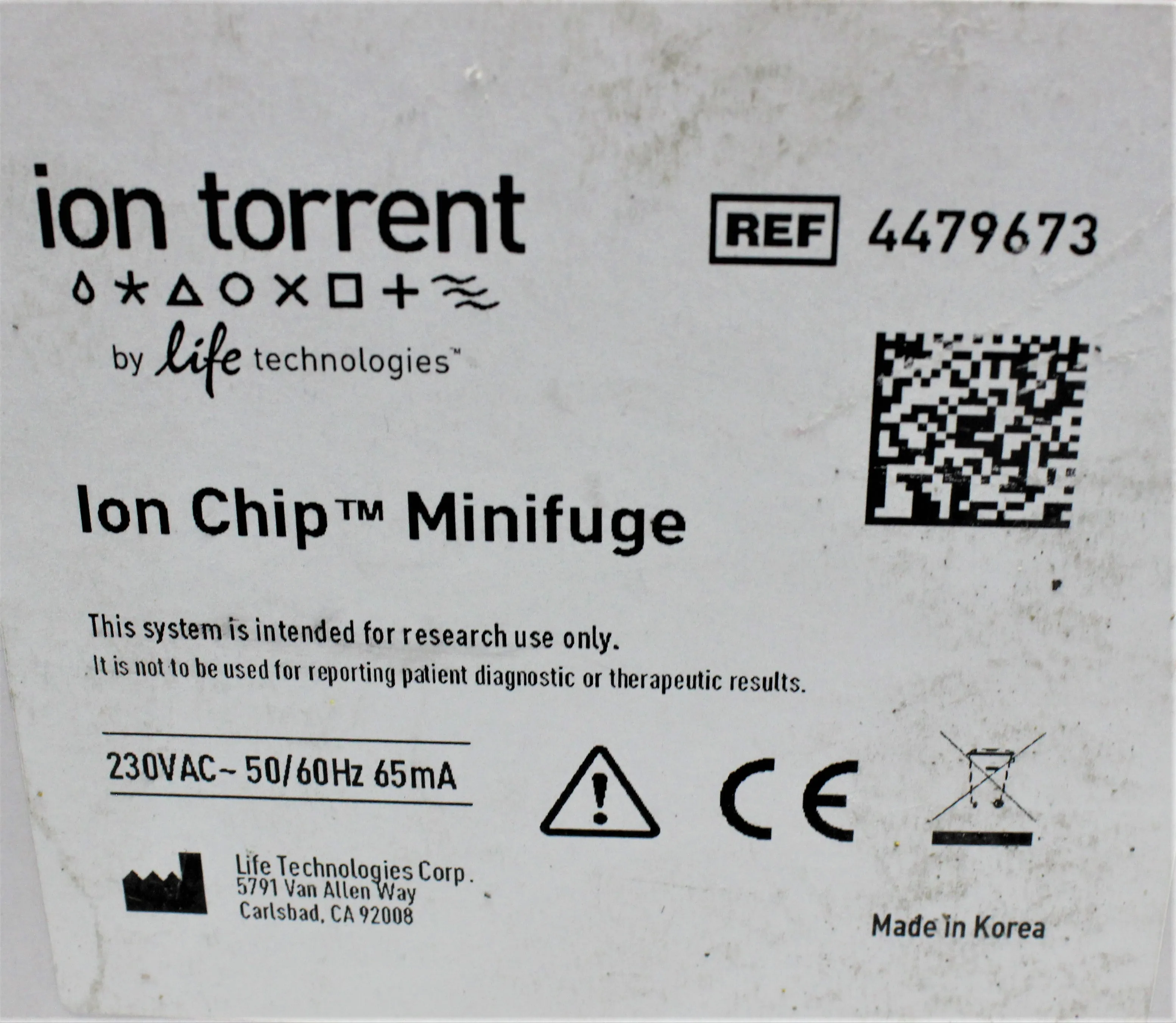 Ion Torrent 4479673 Microcentrifuge