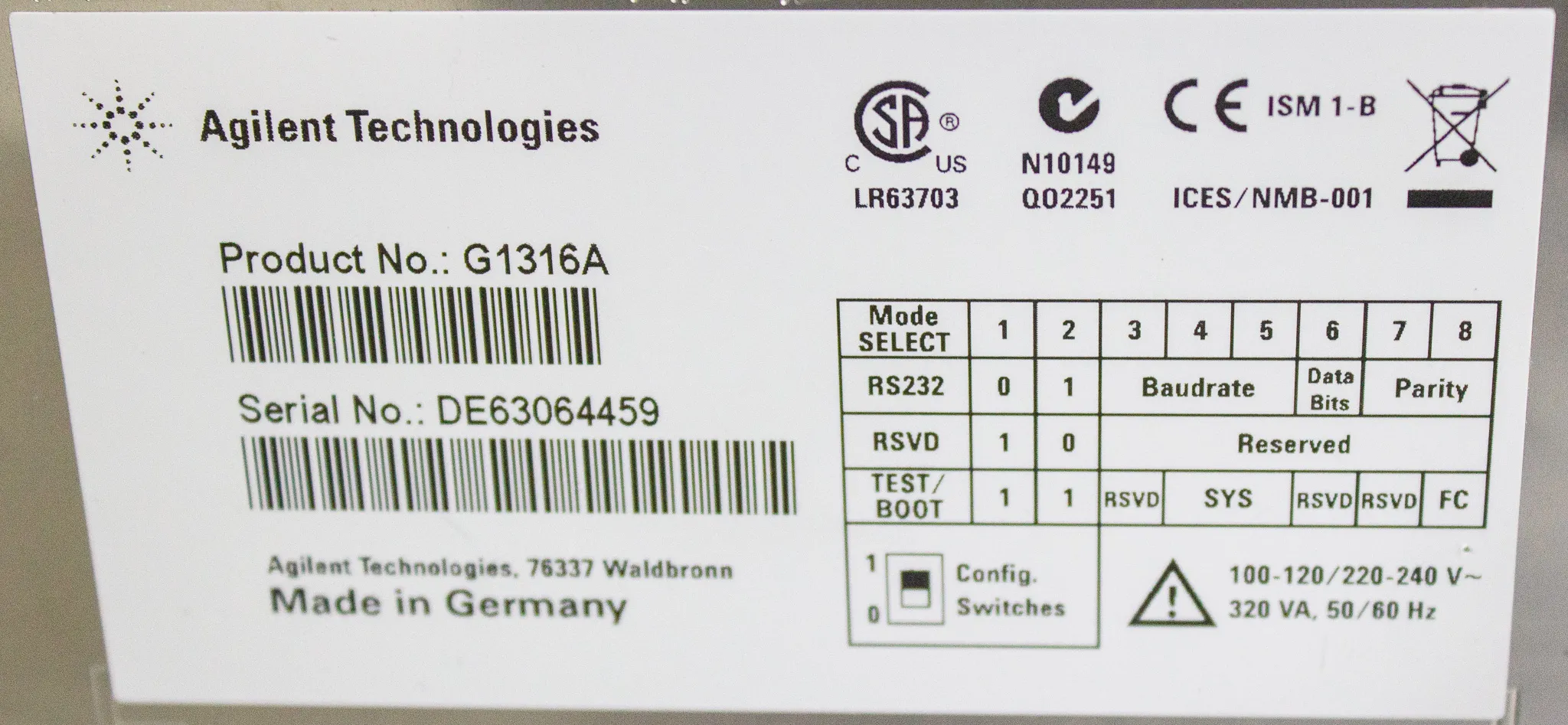 Agilent 1200 Series G1316A TCC Thermostatted Column Compartment