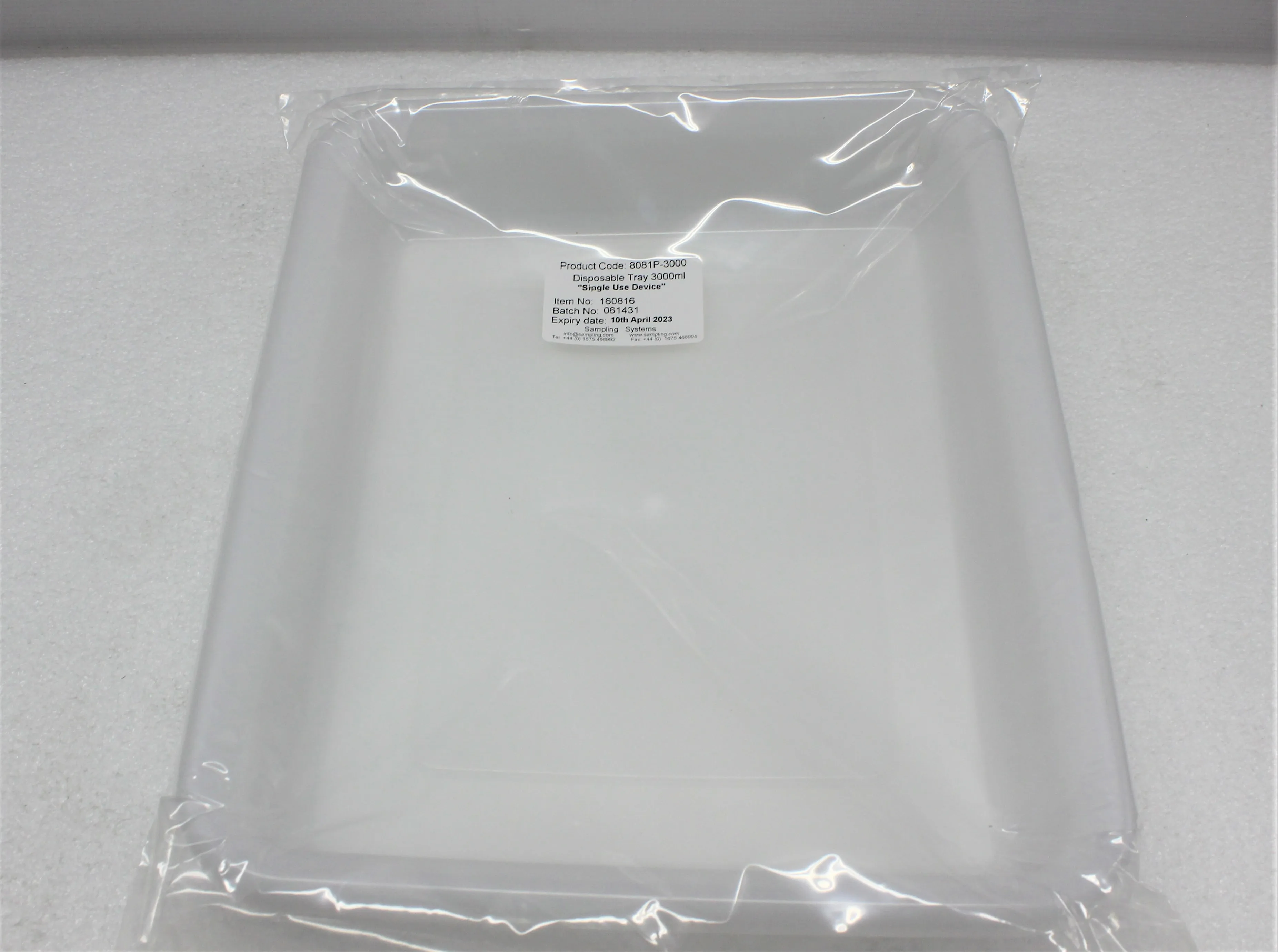 Sampling Systems 160816 Polypropylene Trays - 3000ml Nominal Volume, Case of 40