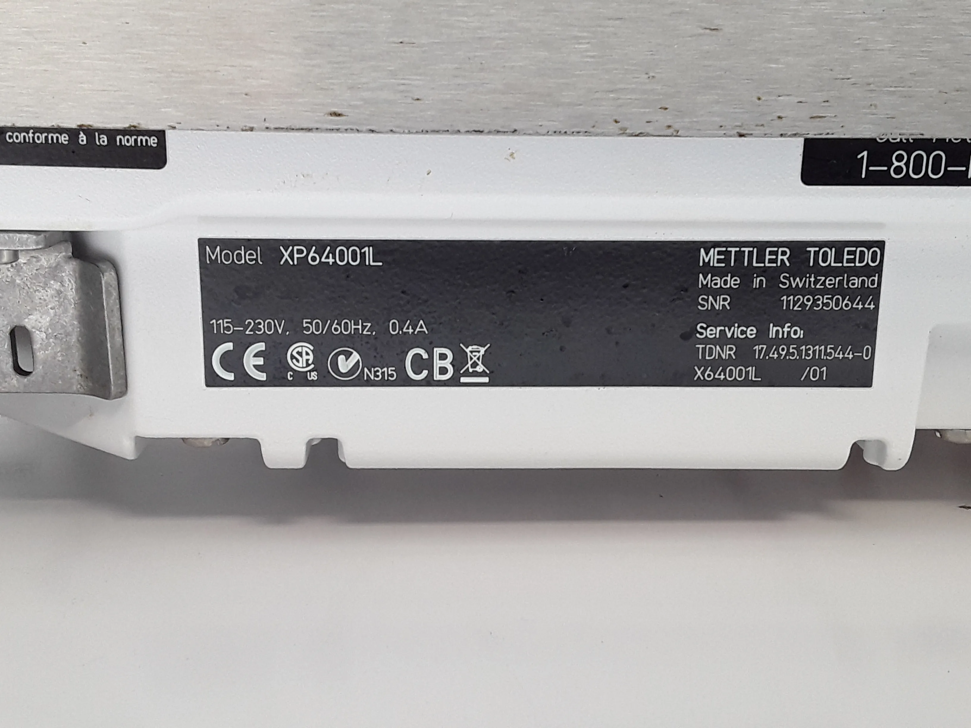 Mettler Toledo XP64001L Toploading Balance 64100g x 0.1g Used Laboratory Scale