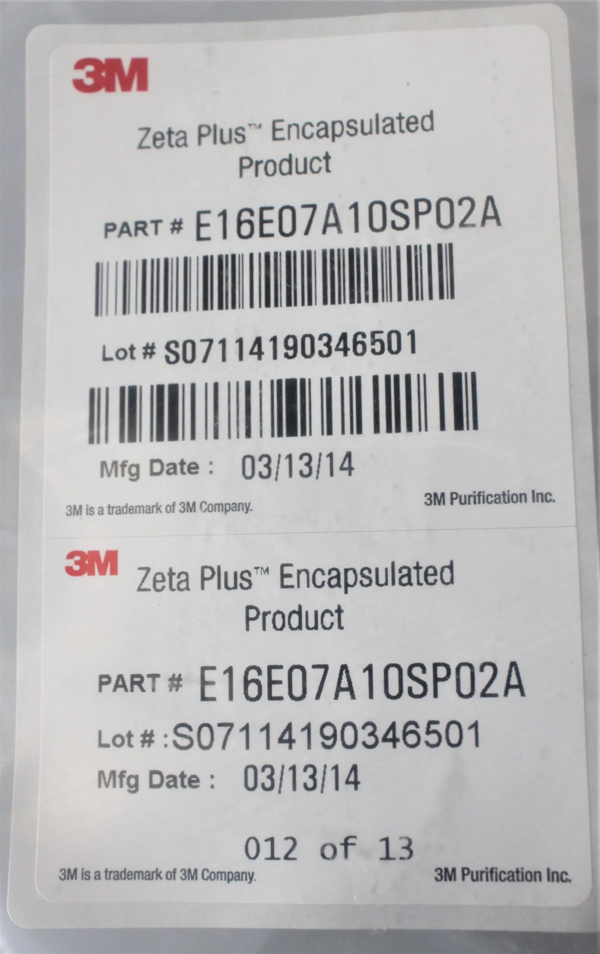 3M Zeta Plus Encapsulated Filter Capsules E16E07A10SP02A